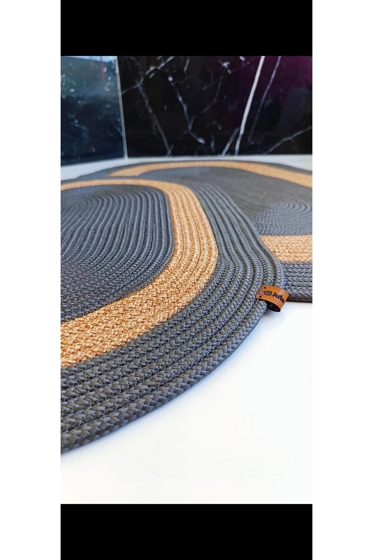 jute craft gri bambu 2-li banyo paspası