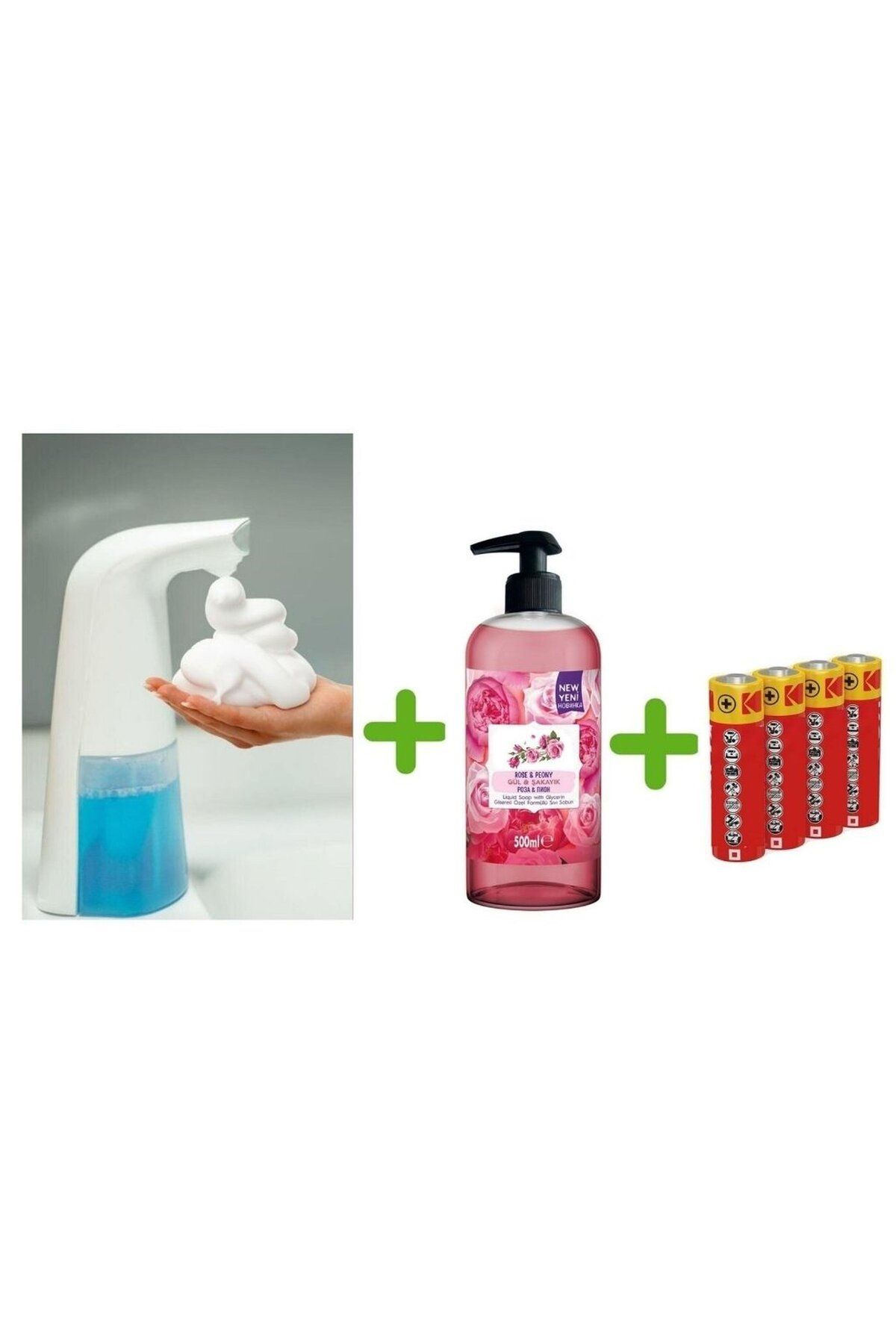 Sia Sensörlü Fotoselli̇ Sivi Sabunluk,pi̇ller Dahi̇l 21x5x10cm Ve Bi̇r Adet 500 Ml Sivi Sabun Gül Kokulu