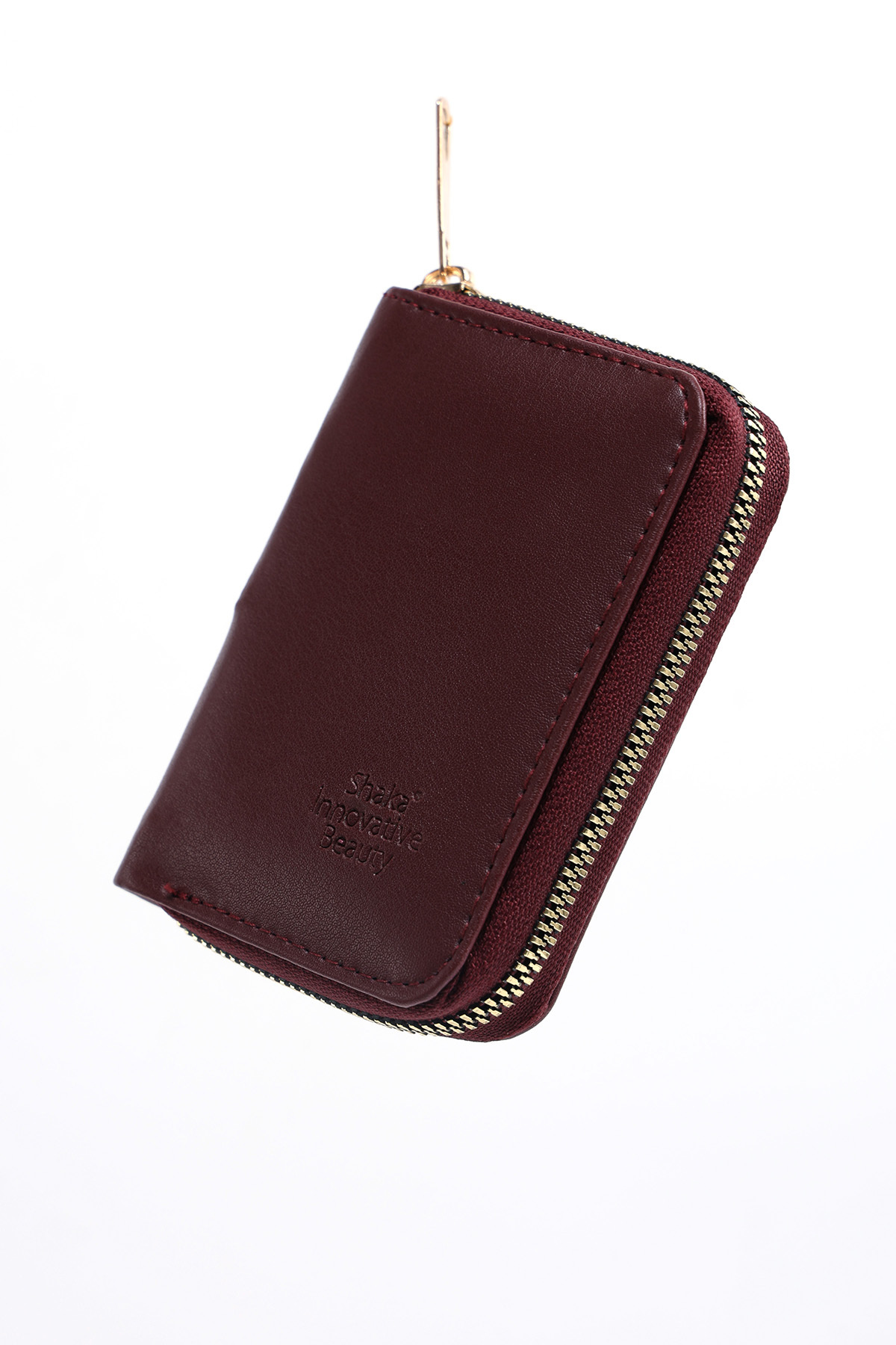 Shaka  Bordo SHK63 Kartlıklı Bozuk Para Ve Kağıt Para Bölmeli Fermuarlı Şık Suni Deri Cüzdan - Görsel 7