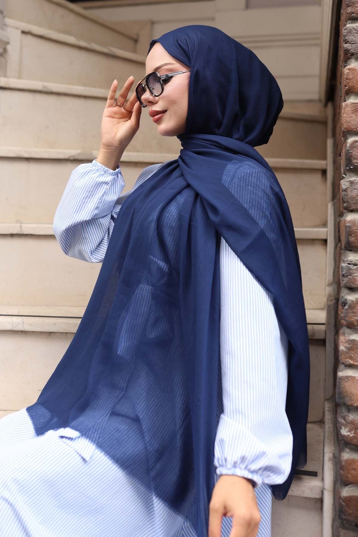 benguen Pamuklu Şal Lacivert H101