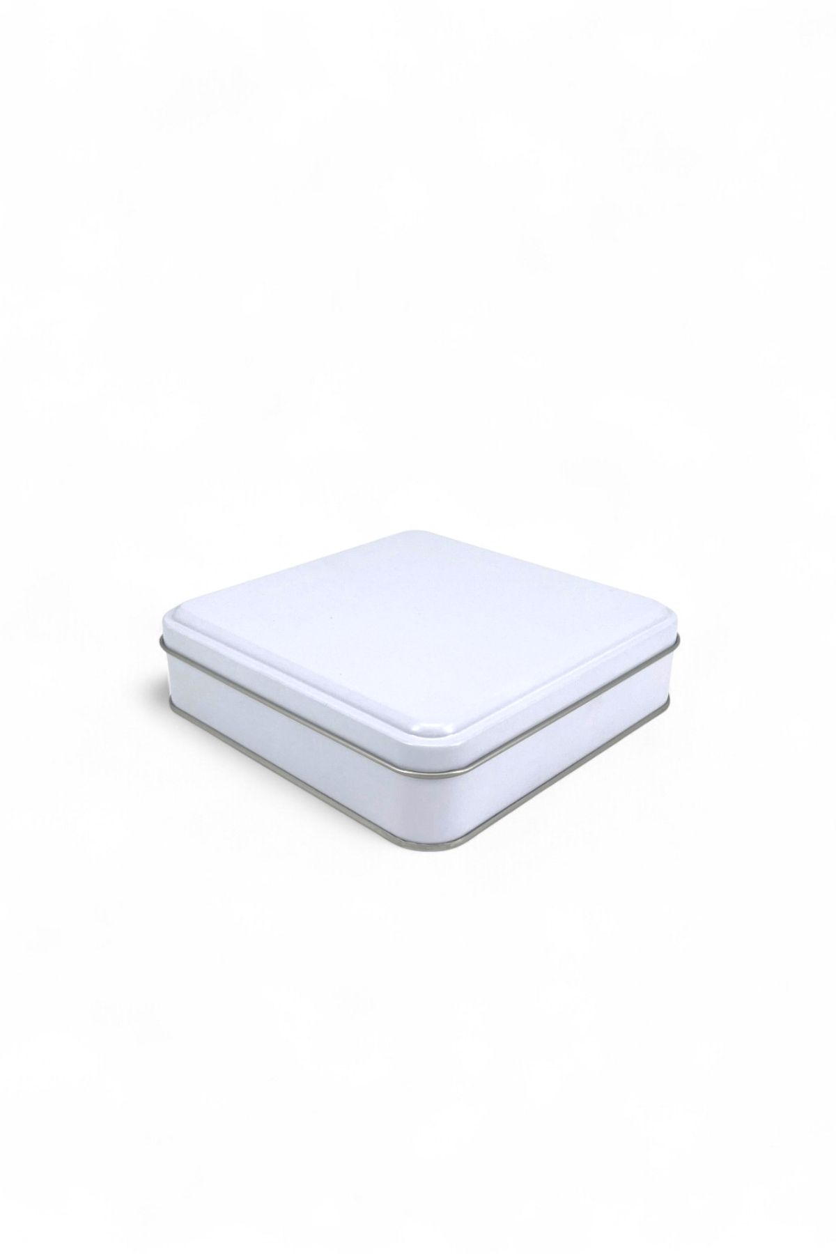KONTENSAN 158x158x47 mm Metal Kapaklı Baskısız Metal Kutu, Mat Beyaz, 72 Adet