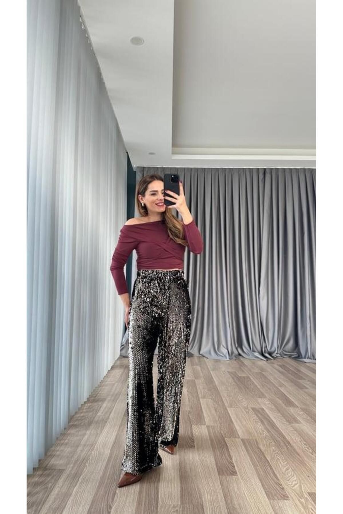 pelin yıldız butik Edna Pul Payet Pantolon