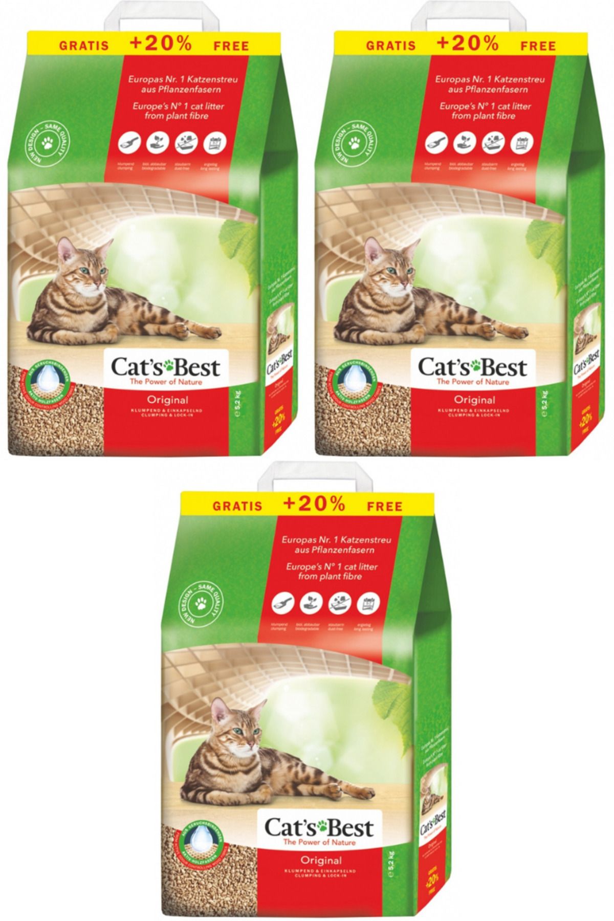 Cats Best Original Topaklanan Kedi Kumu 10lt + 2lt - 3 Adet