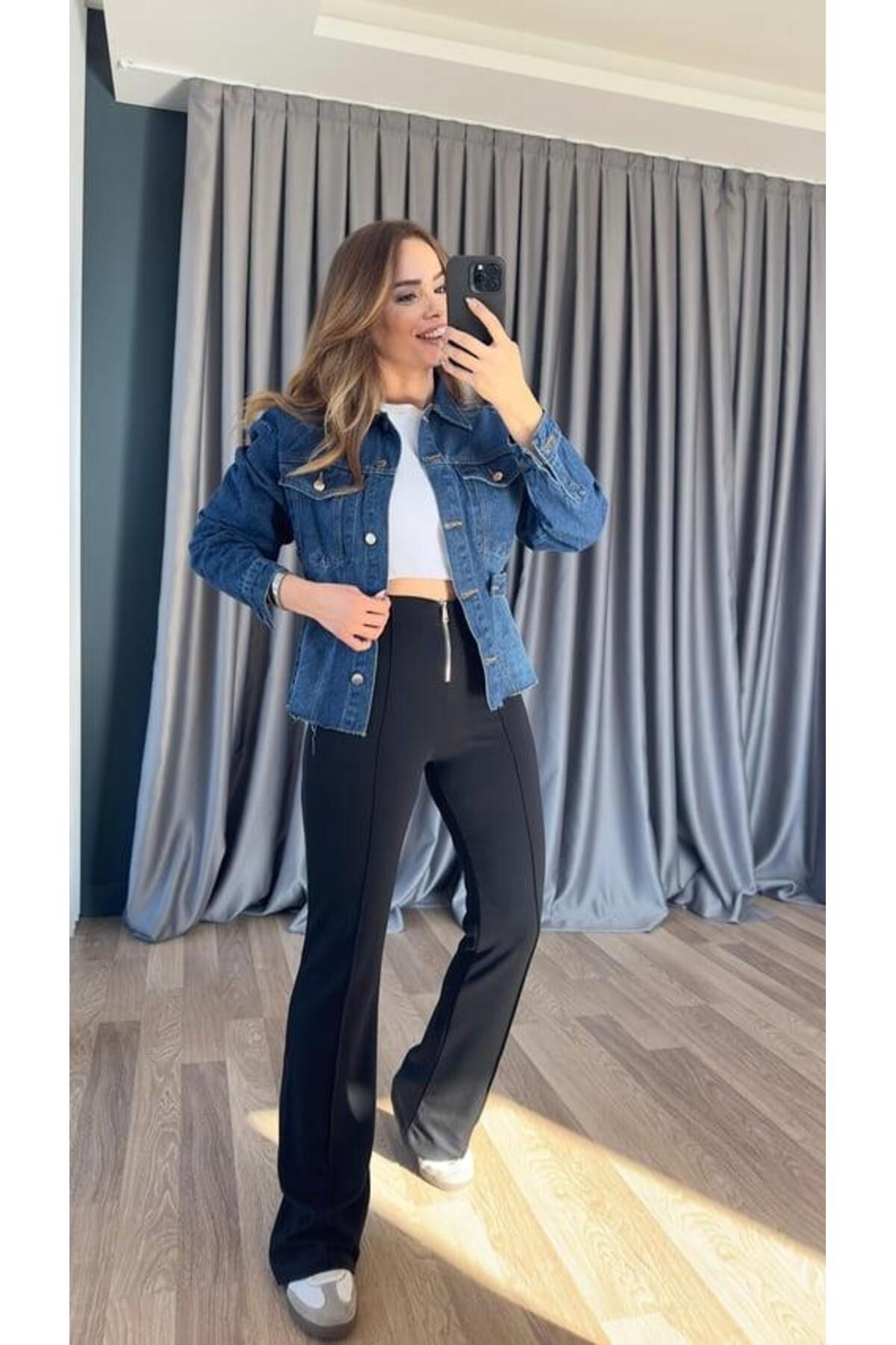 pelin yıldız butik Carol Önü Fermuarlı Pantolon