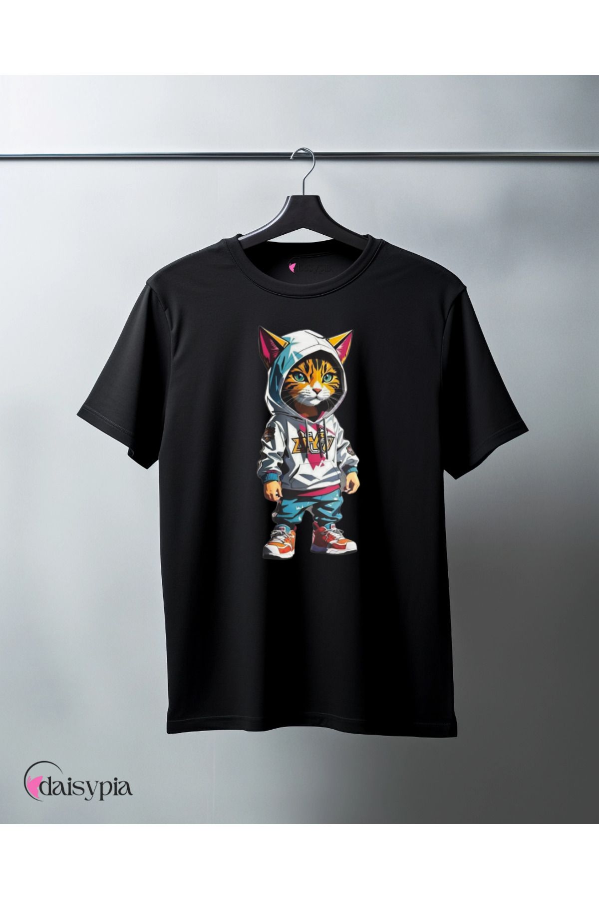 daisypia endless choices simple shopping KEDİ BASKILI TİŞÖRT %100 PAMUK T-SHIRT