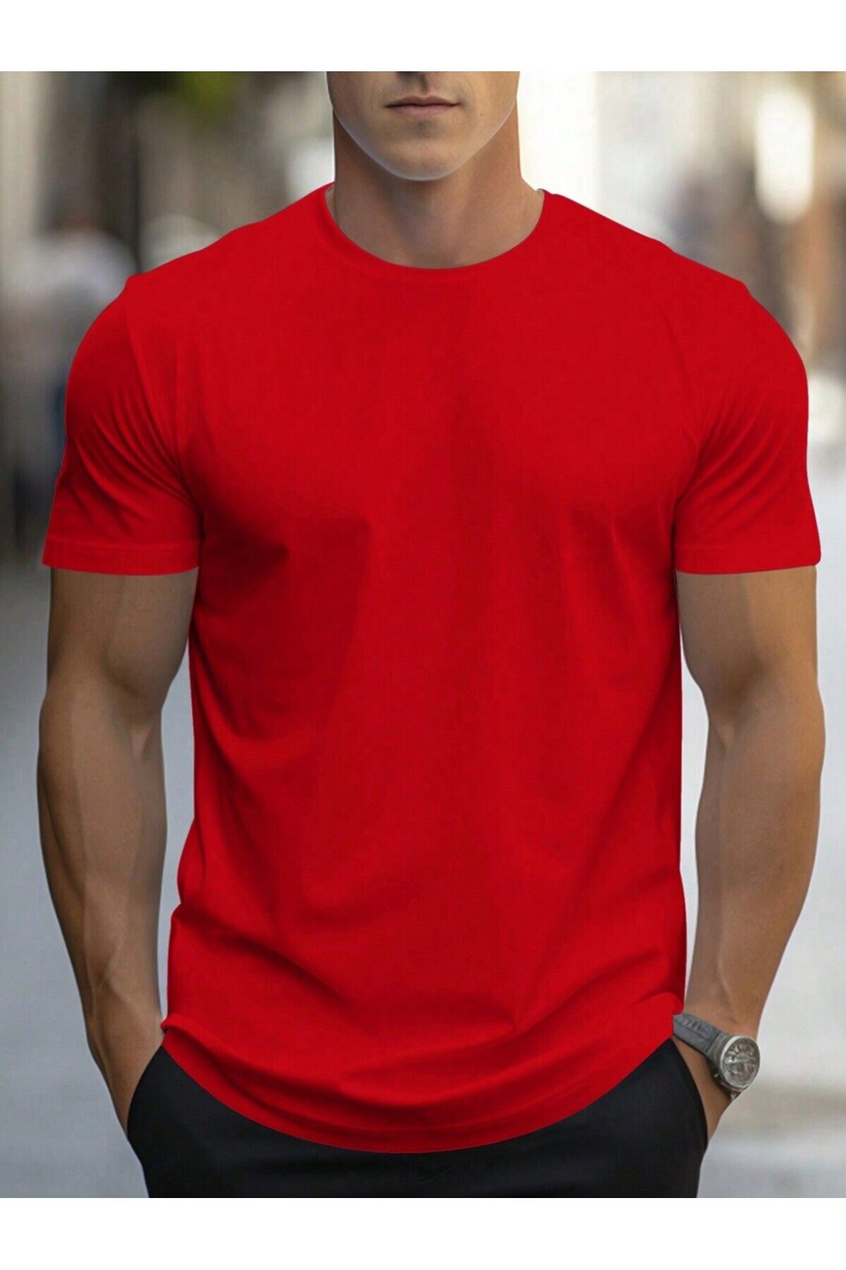 MODAVİBE Düz Basic Tişört – Bisiklet Yaka, Pamuk Polyester, 2 İplik Kumaş, Unisex