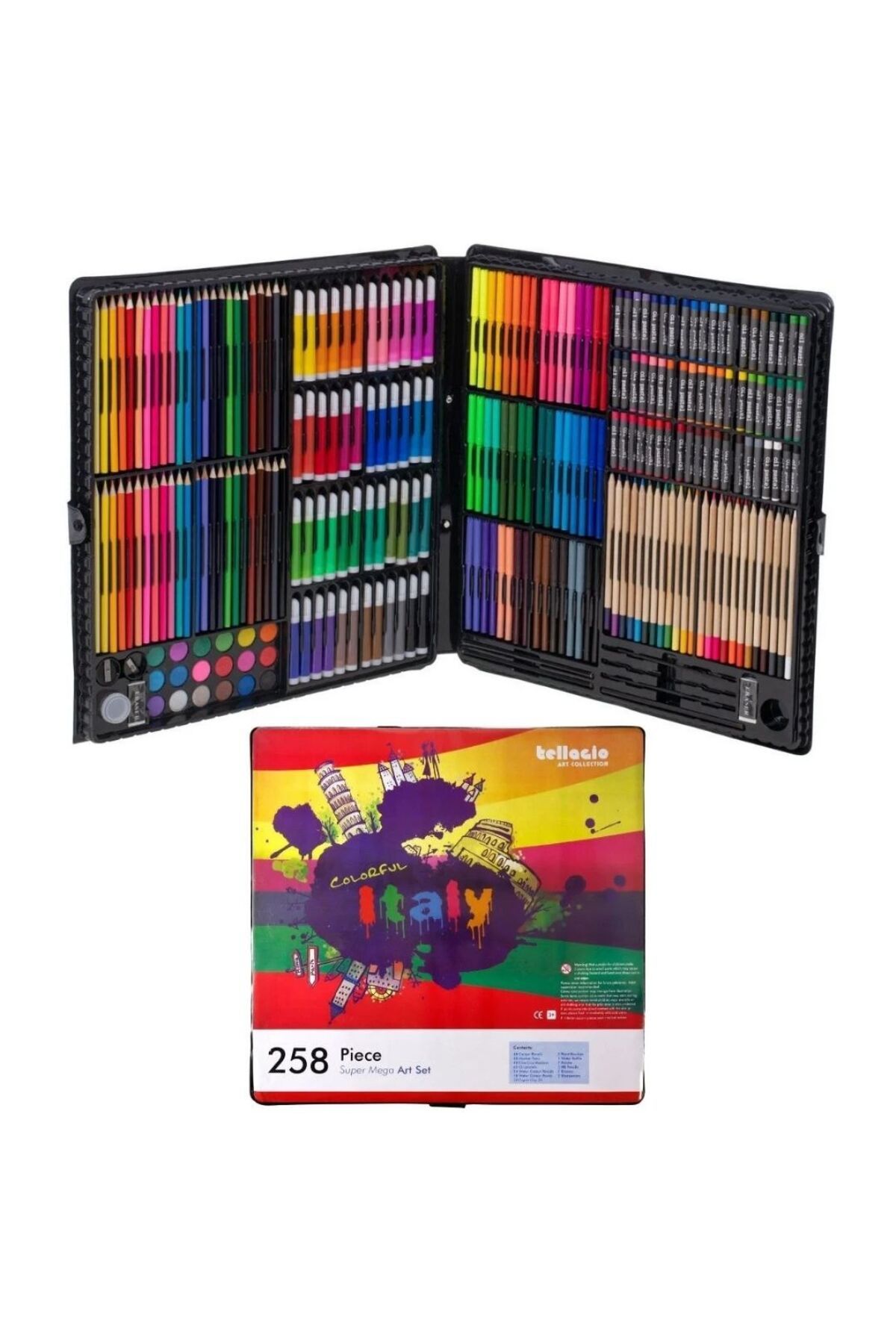 MASTRO Art Mega Boyama Seti Çantalı 258'Li Set Kuruboya,Suluboya,Pastel,Kömür,Keçeli Kalem v.b.