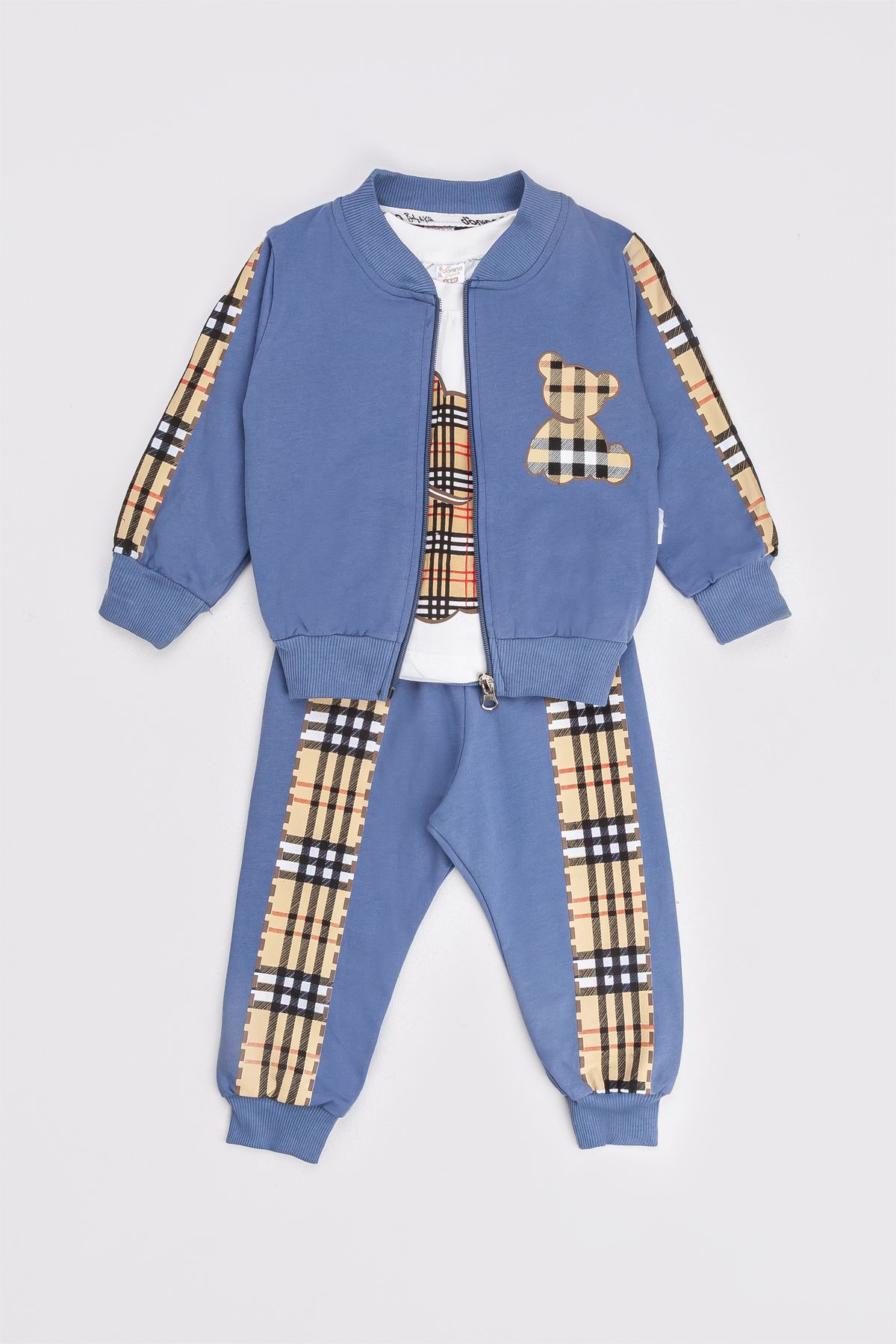 ZİMBOO Çocuk Takım Ayı Baskılı Hırka 3’lü Unisex Takım
