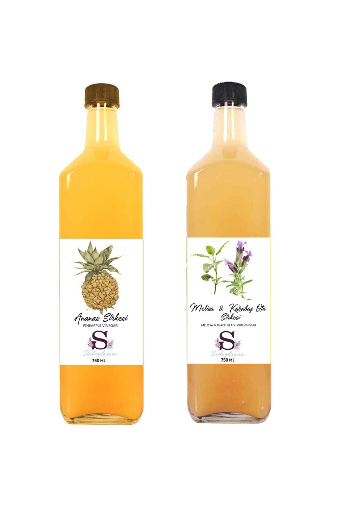 Süheylaana Doğal Ananas Sirkesi 750 Ml - Doğal Melisa Karabaş Otu Sirkesi 750 Ml