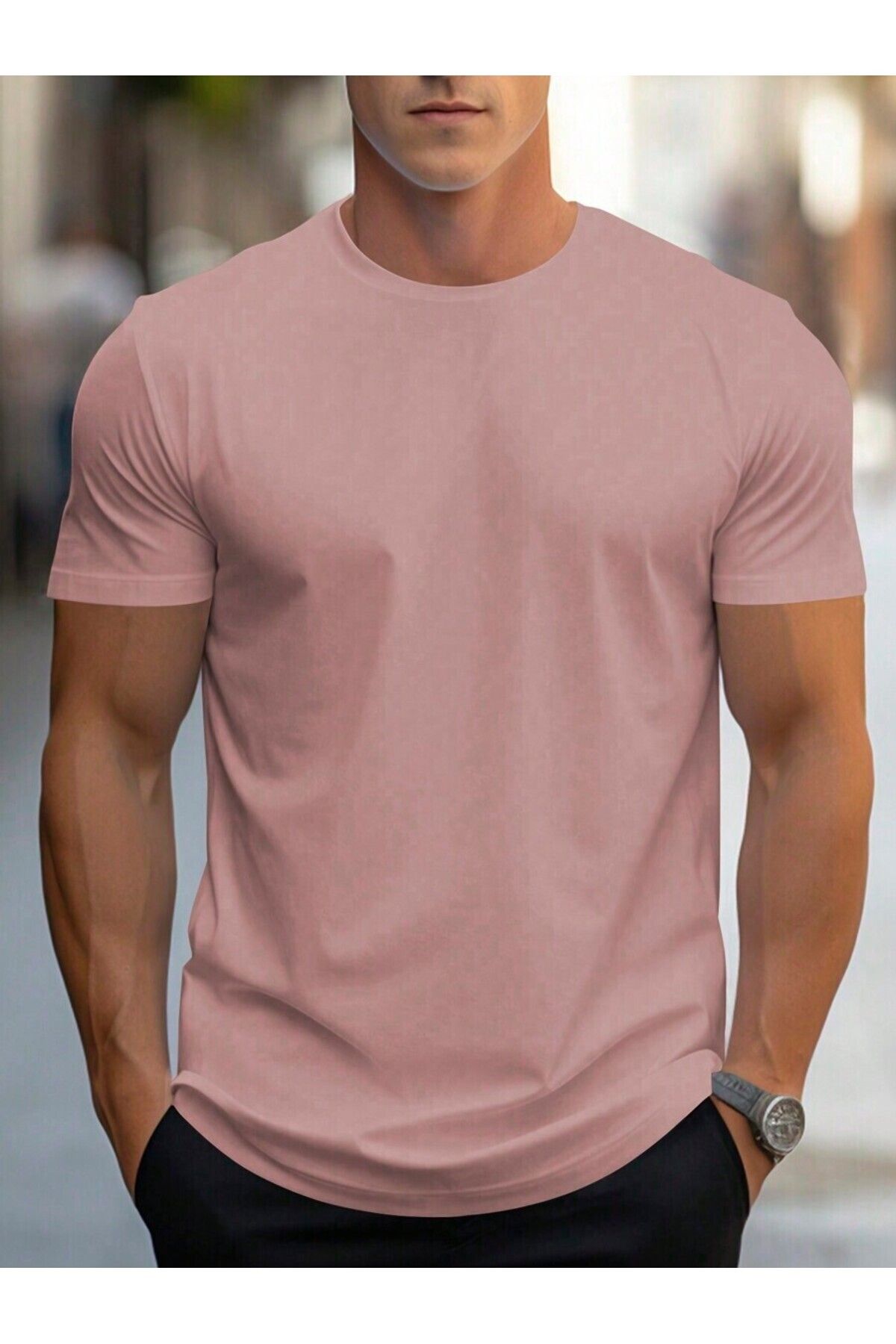 MODAVİBE Düz Basic Tişört – Bisiklet Yaka, Pamuk Polyester, 2 İplik Kumaş, Unisex