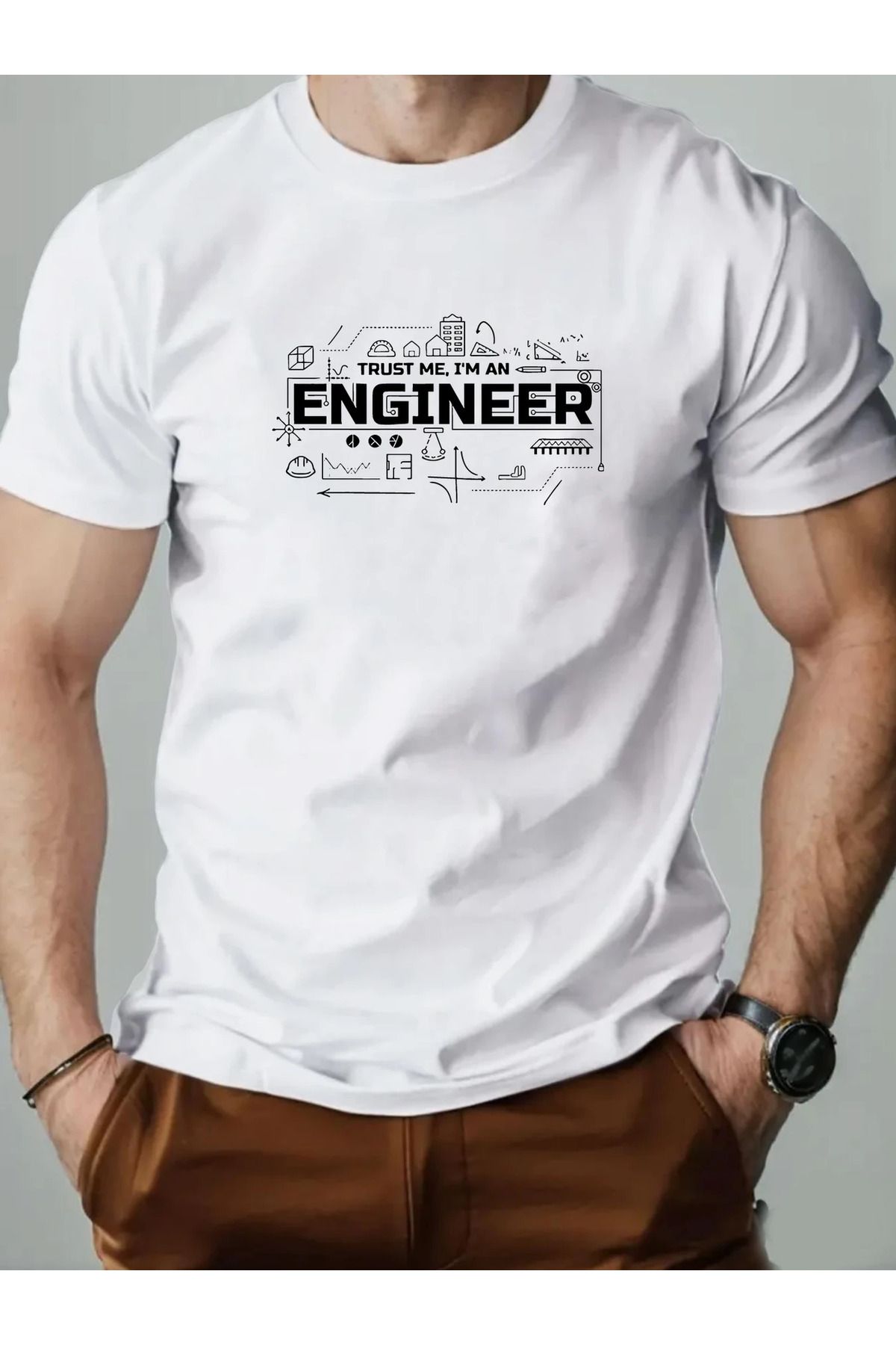 aynewmoda Mühendis Baskılı - Unisex Oversized T-shirt