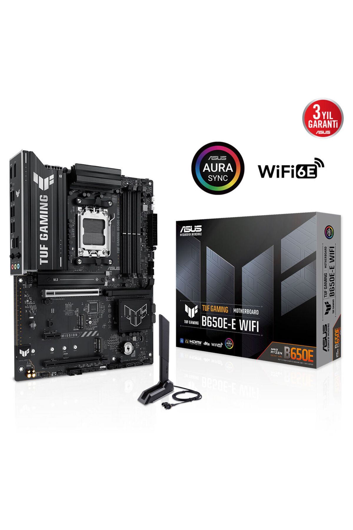 ASUS TUF GAMING B650E-E WIFI, 4xDDR5, 3xM.2, DP, HDMI, Type-C, Wi-Fi 6E, Bluetooth v5.3, AM5 Soket G