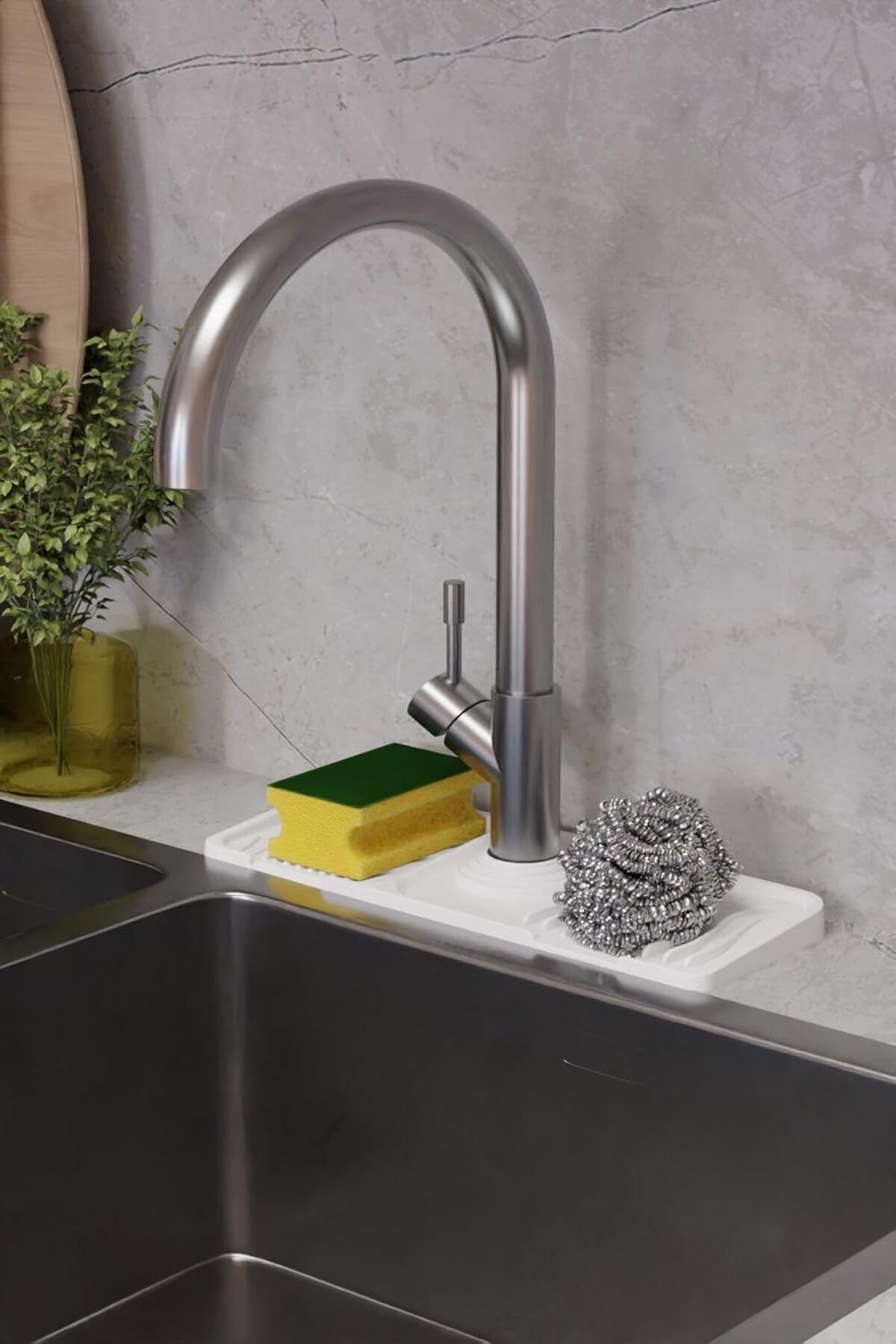 LUXE HOME Musluk Matı Elastik Silikon Mutfak Ve Banyo İçin Lavobo Su Tutucu Musluk Ve Batarya Matı,