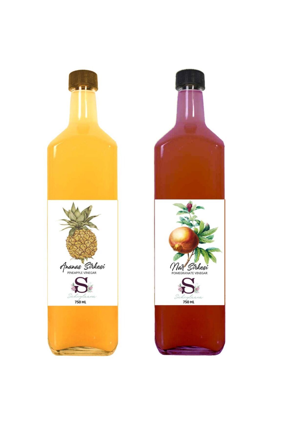 Süheylaana Doğal Ananas Sirkesi 750 Ml - Doğal Nar Sirkesi 750 Ml