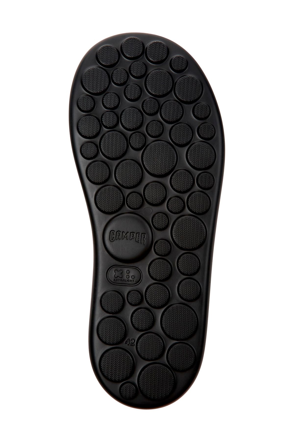 CAMPER-Men's Black Sandals with Hook And Loop Straps, Thick Comfortable Sole, Open Front Pelotas Flota 5