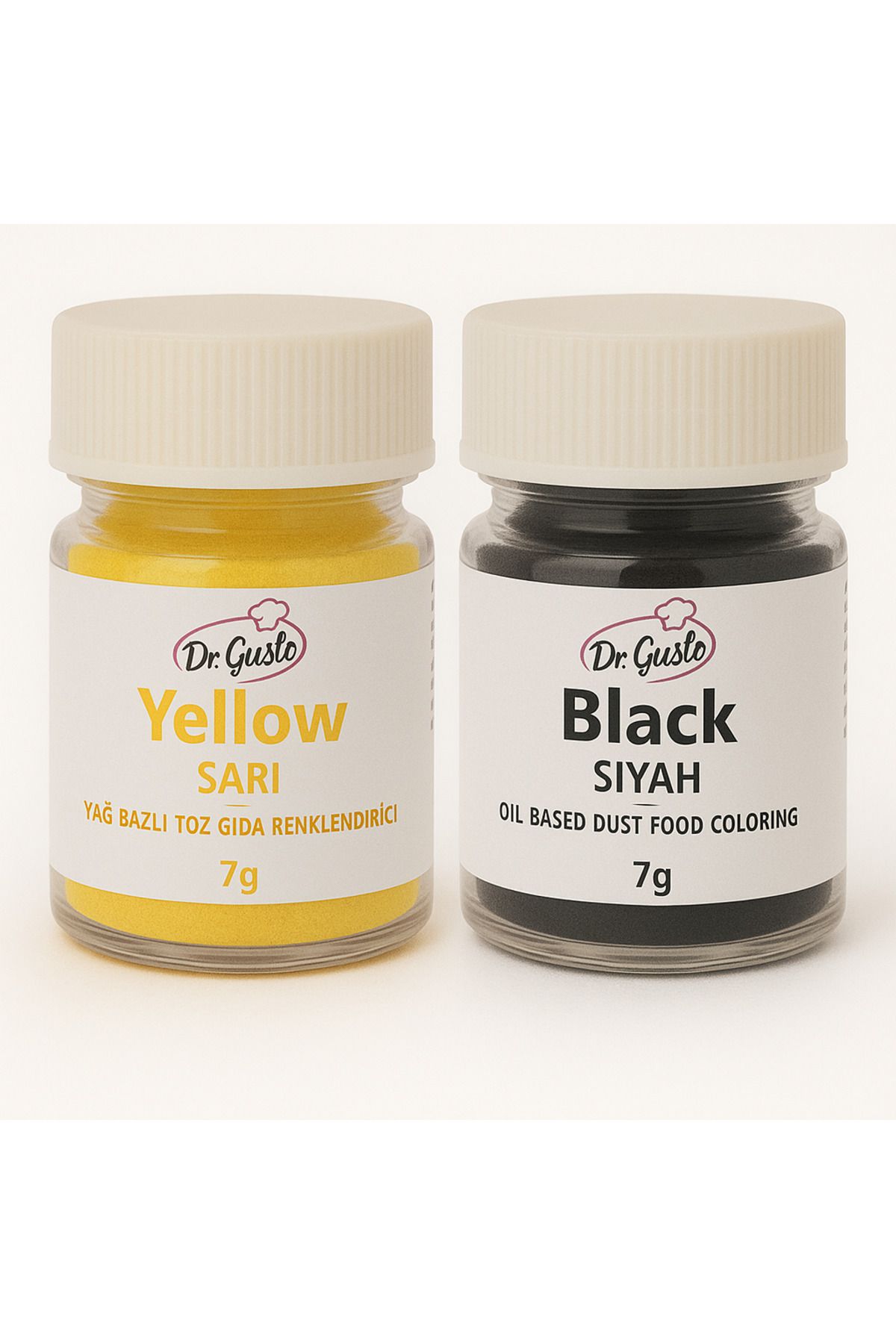 Dr. Gusto Yağ Bazlı Toz Gıda Boyası Sarı ve Siyah 7 gr