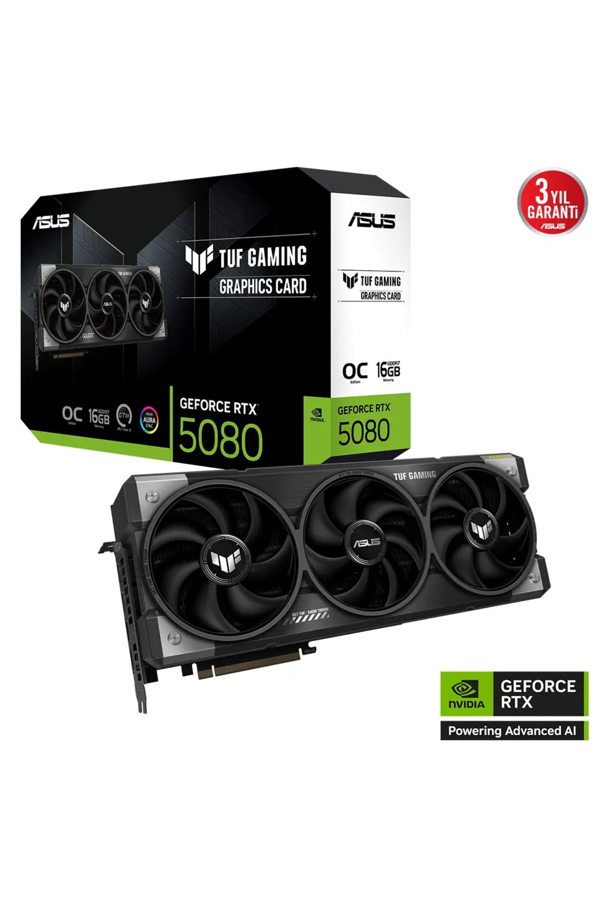 ASUS TUF-RTX5080-O16G-GAMING, 16Gb, 256Bit, GDDR7, 2xHDMI, 3xDP GAMING Ekran Kartı