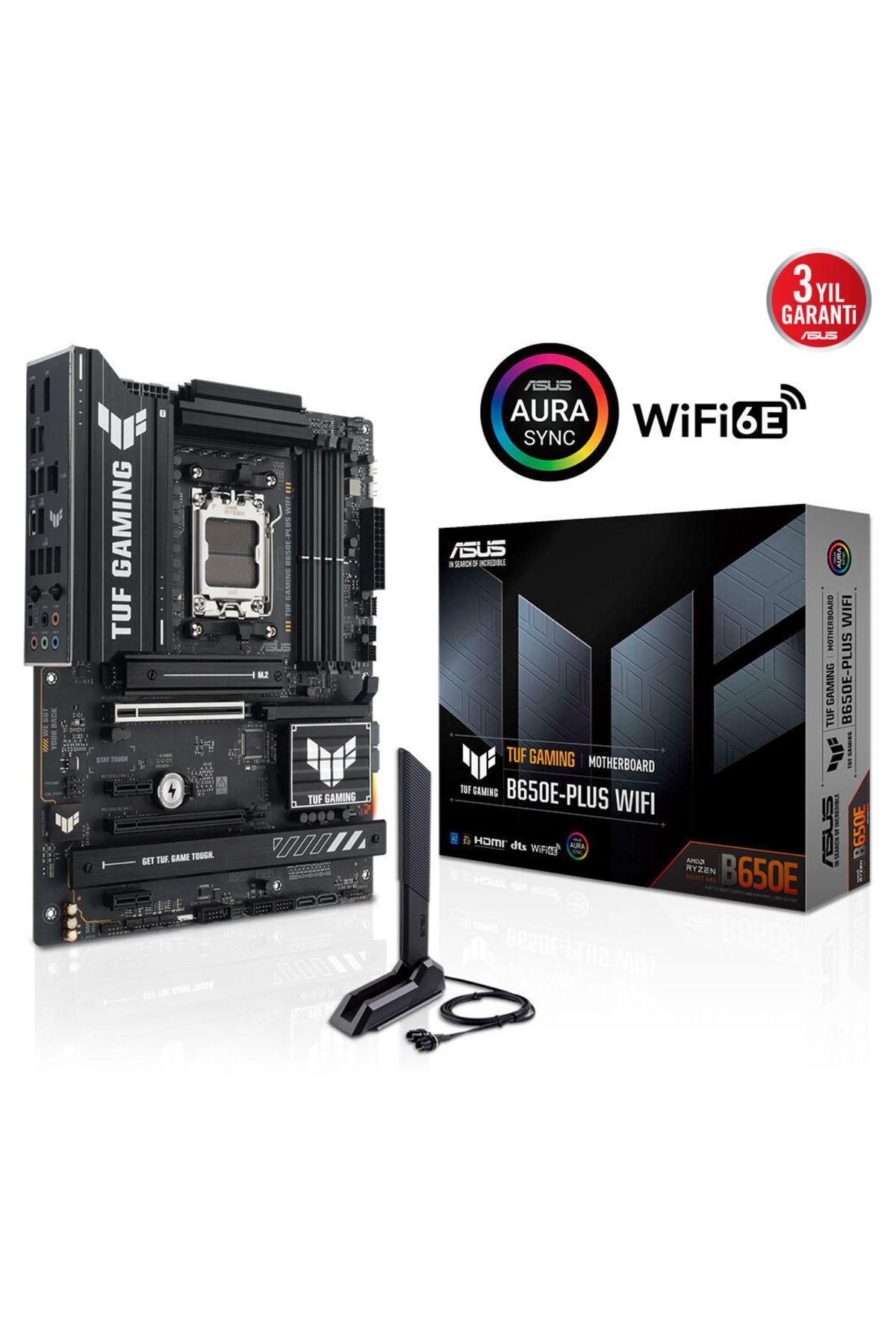 ASUS TUF GAMING B650E-PLUS WIFI, 4xDDR5, 3xM.2, DP, HDMI, Type-C, Wi-Fi 6E, Bluetooth v5.3, AM5 Soke