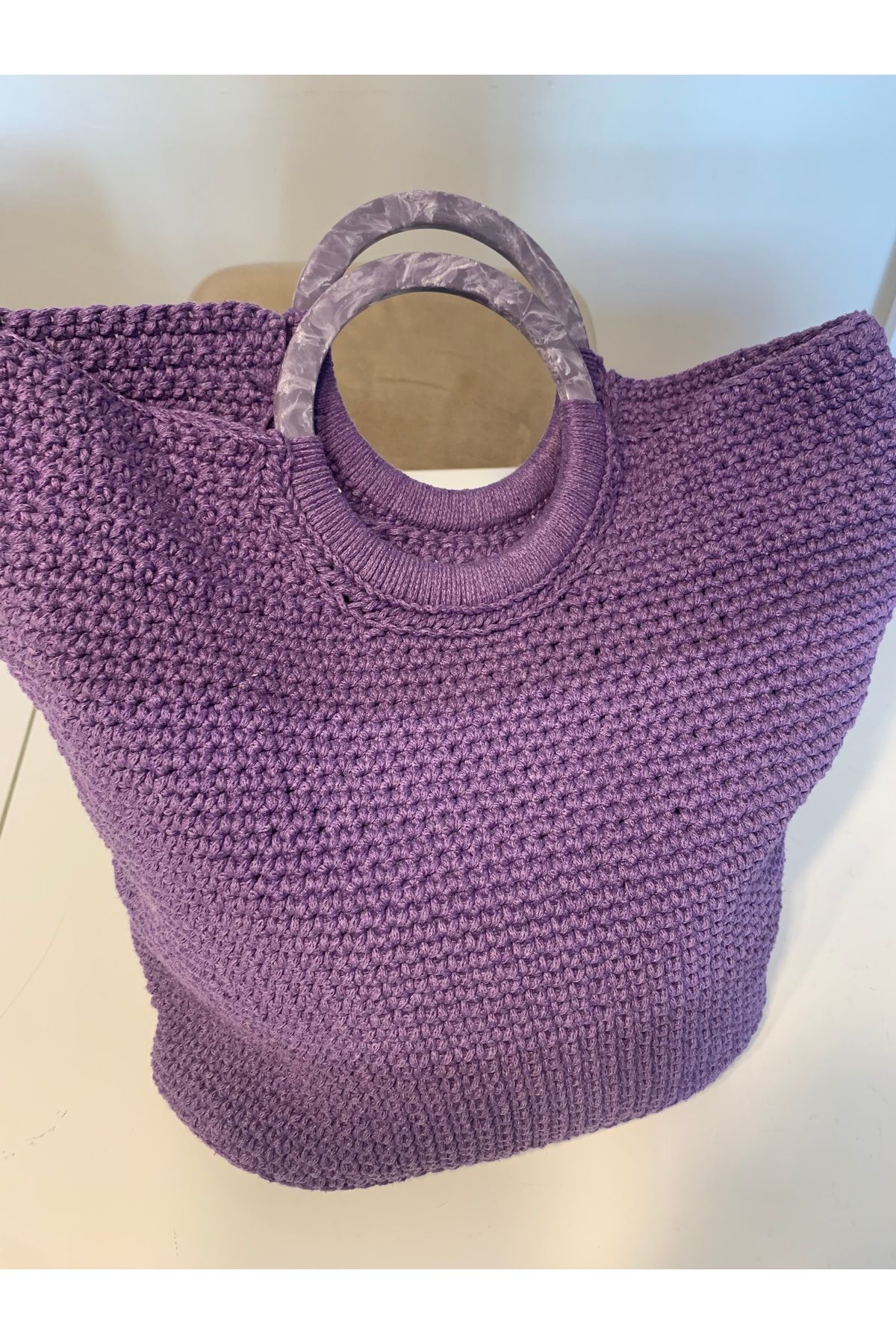 TheChakaCollection Mor Rengi Büyük Örgü Çanta