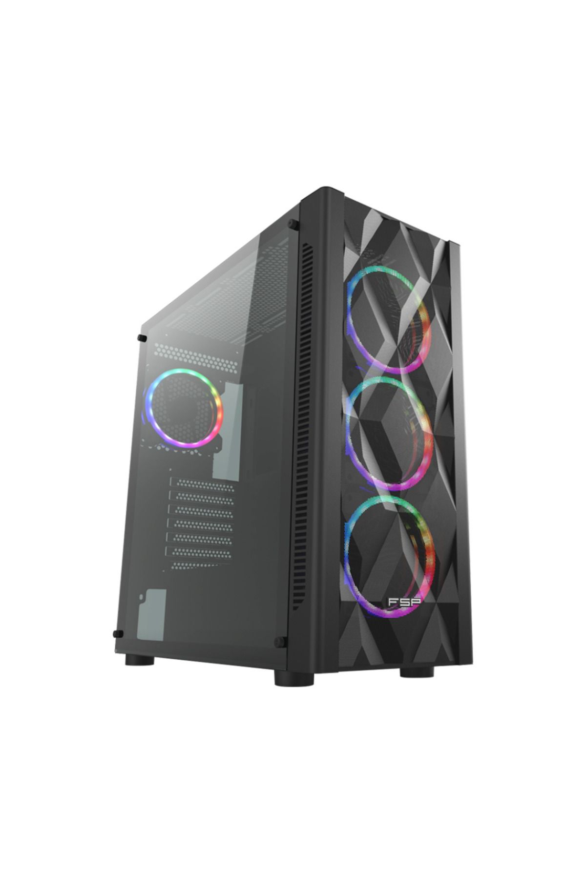 FSP CMT595AL Mid Tower, 750W 80+ Bronze, Siyah, Temperli Cam, RGB, ATX GAMING KASA