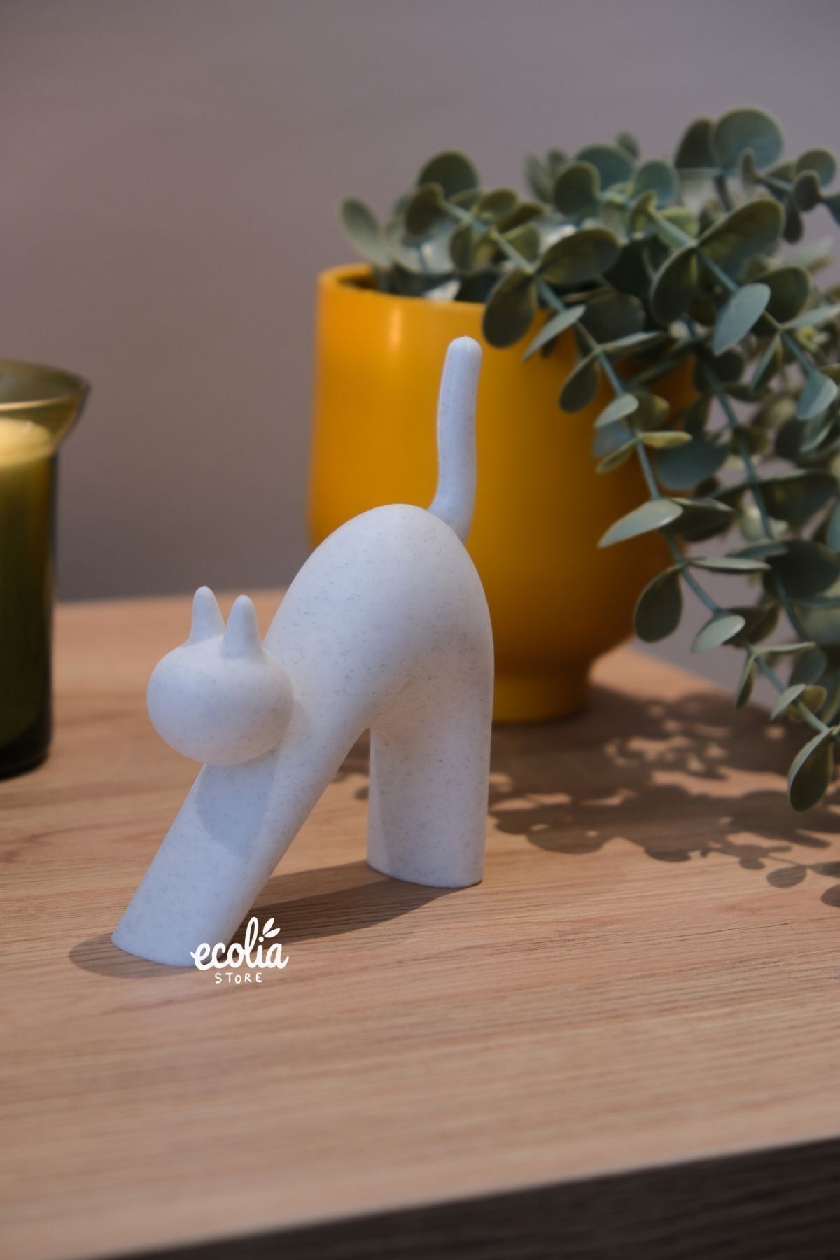Main Collectibles Esneyen Kedi Figürü | Dekoratif Minimal Obje – Kitaplık ve Masaüstü İçin Modern Ev Süsü