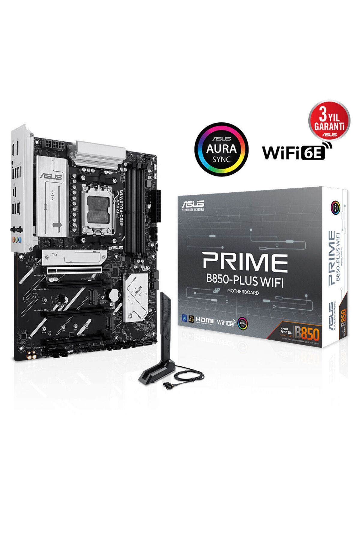 ASUS PRIME B850-PLUS WIFI, 4xDDR5, 3x M.2, HDMI, DP, Type-C, Wi-Fi 6E, Bluetooth v5.3, AM5 Soket GAM