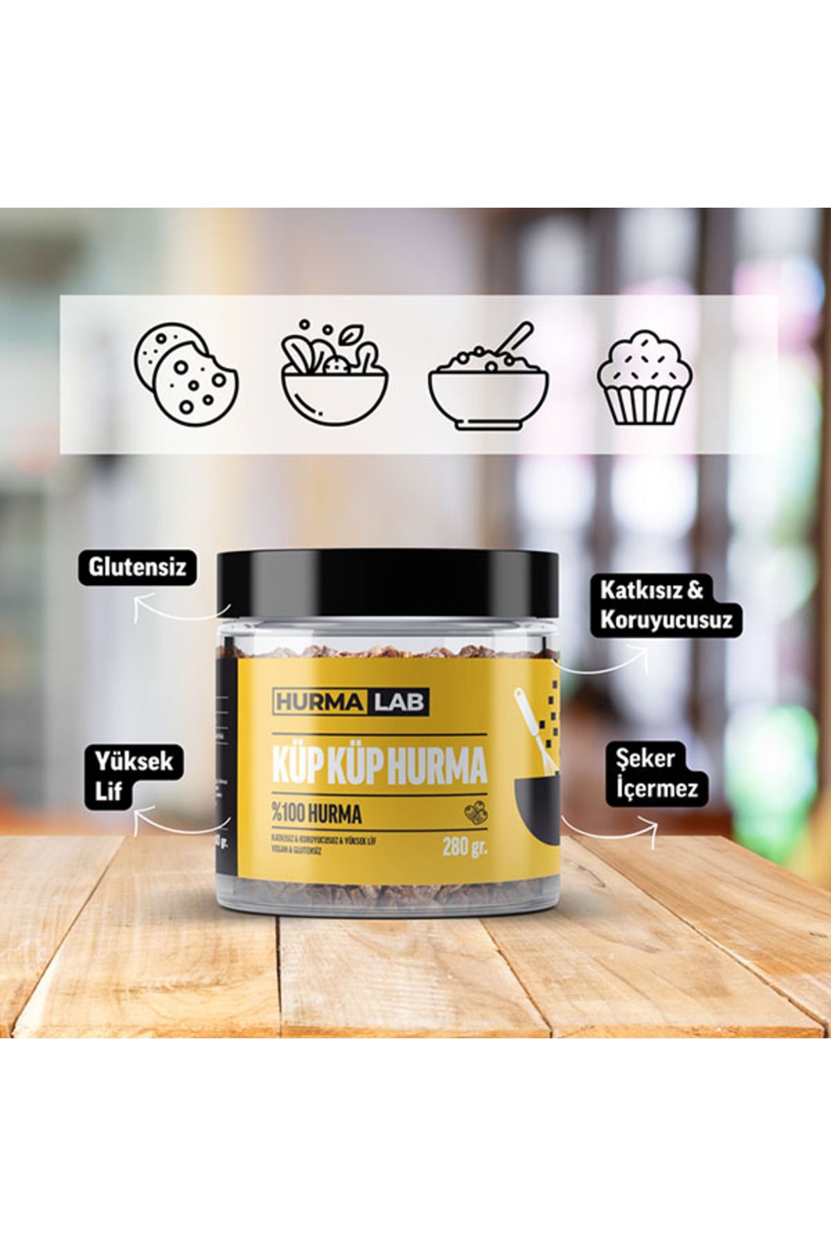 HurmaLab %100 Küp Küp Hurma 280 Gr