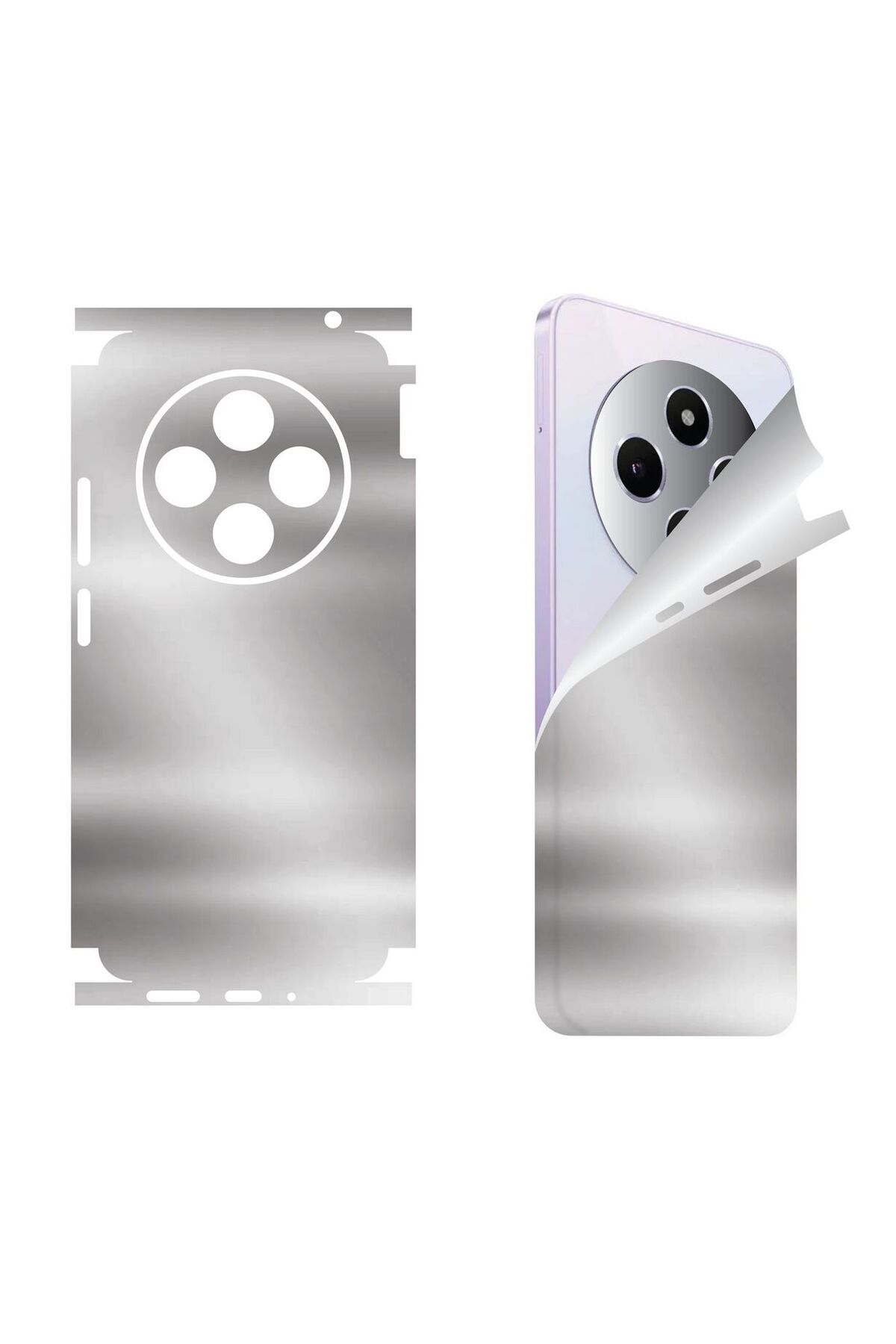 Bowie Xiaomi Redmi 12 C için uyumlu 360 full arka ve yan kaplama koruma sticker -Gümüş