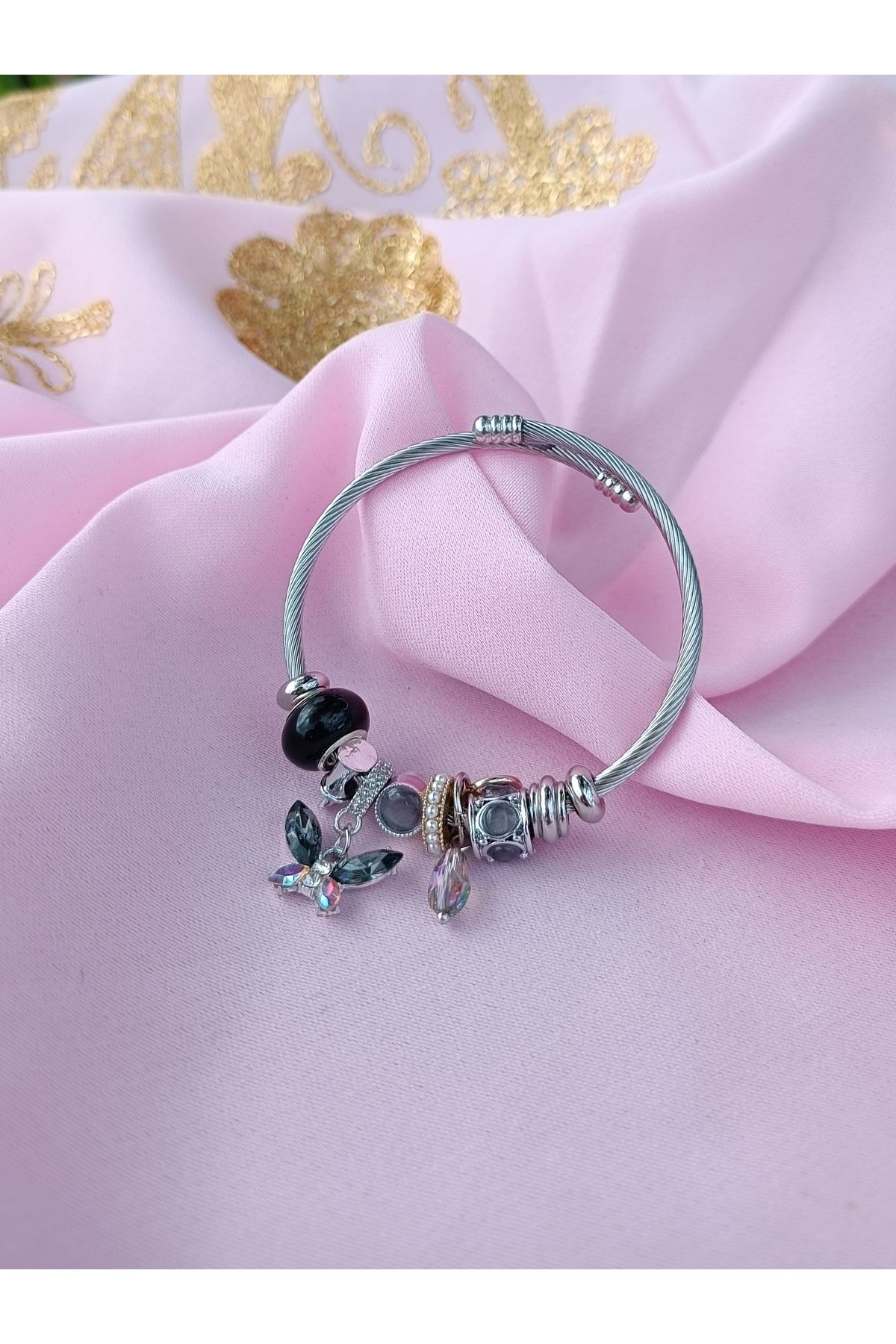 shop Siyah çelik charm bileklik