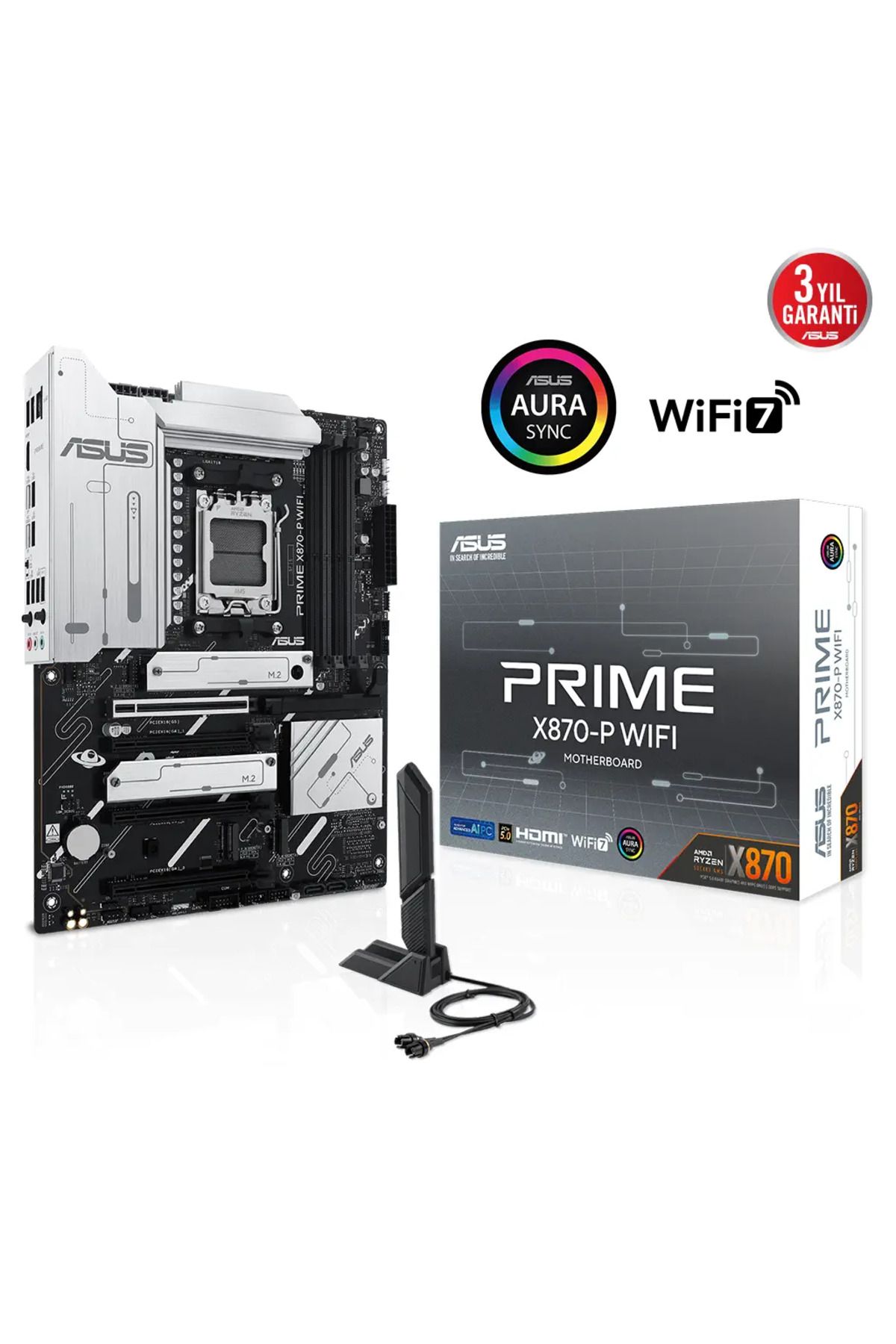 ASUS PRIME X870-P WIFI, 4xDDR5, 4xM.2, HDMI, DP, Type-C, Wi-Fi 7, Bluetooth v5.4, AM5 Soket GAMING A