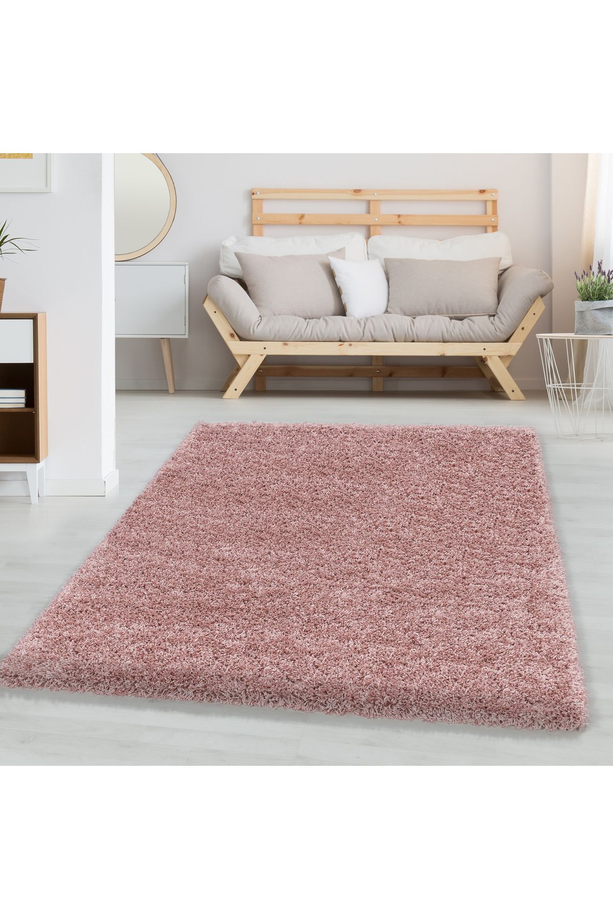 Karpetica Shaggy Salon halısı yumuşak yüksek havlı düz Rose Pembe renklerde Dokuma Halı
