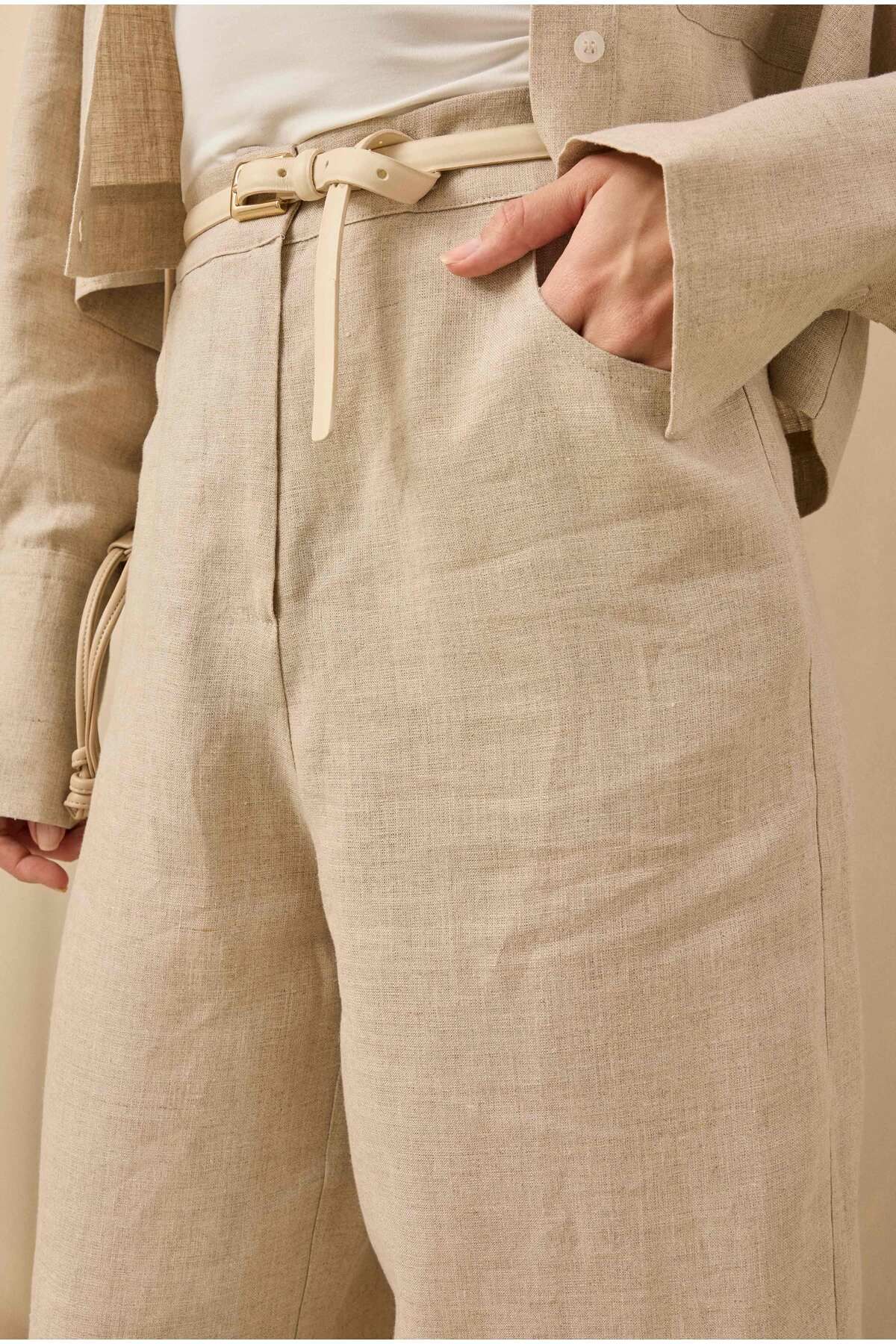 HEQA Midi Keten Pantolon