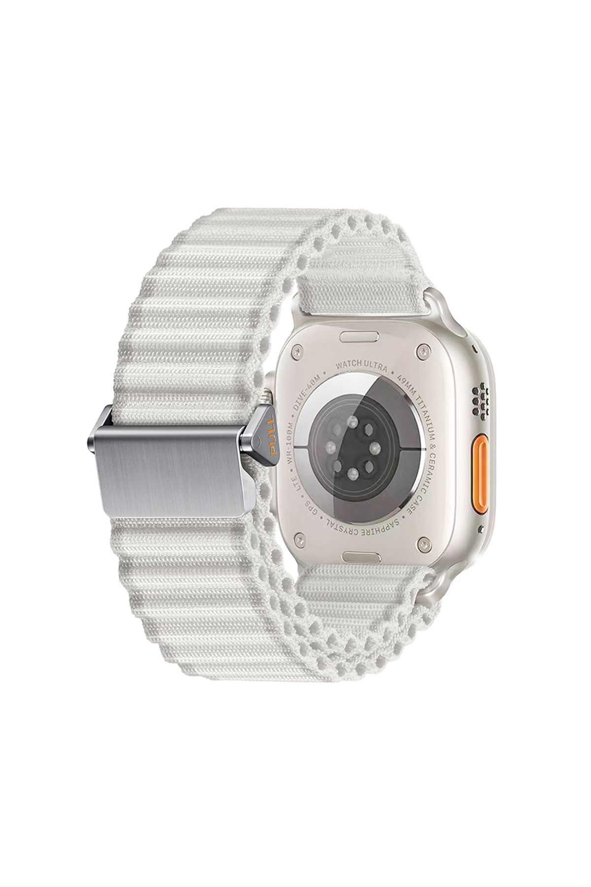 Teknodur Watch 44mm Uyumlu TKDR KRD-123 Naylon Kumaş Hasır Örgülü Kordon-Beyaz