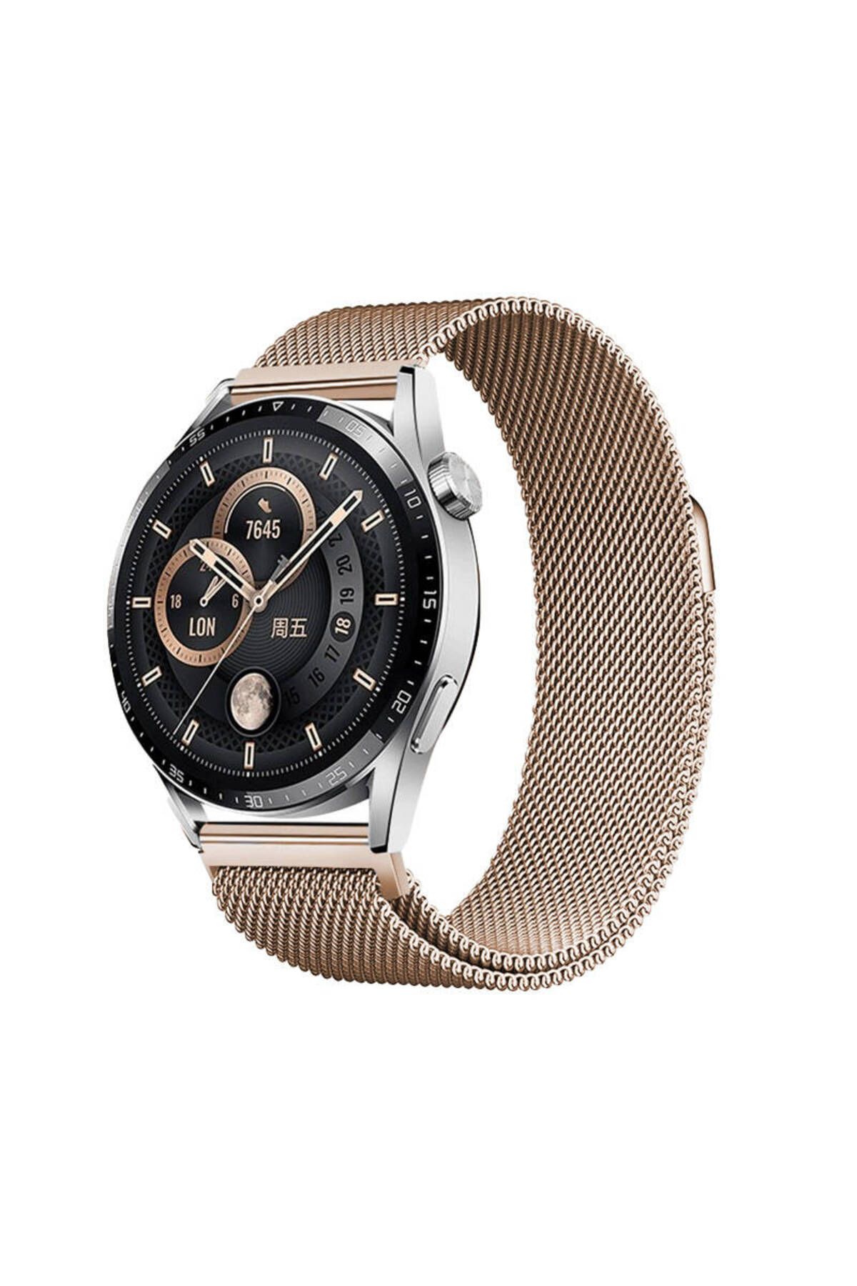 Teknodur Galaxy Watch 42mm TKDR Band-12 20mm Metal Hasır Kordon-Rose Gold