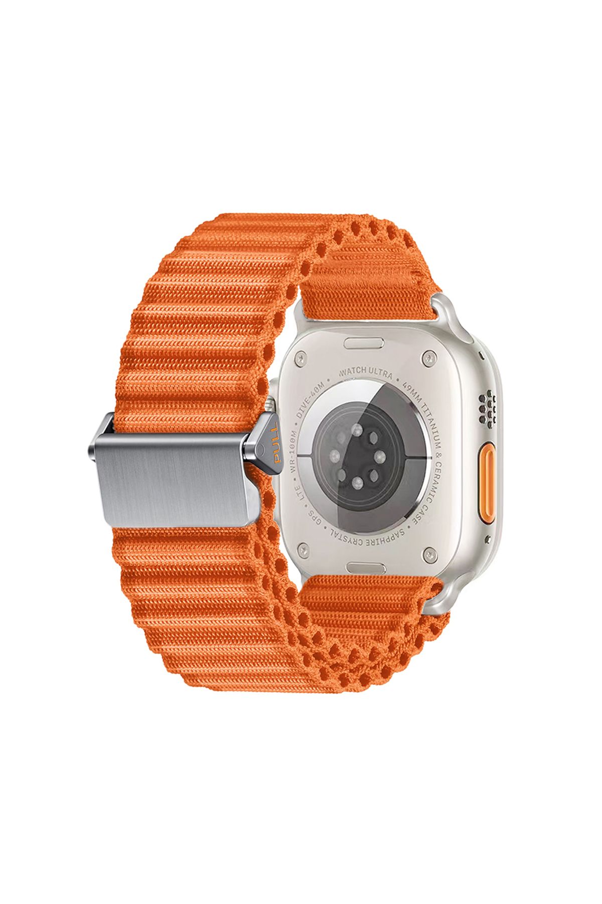 Teknodur Watch 44mm Uyumlu TKDR KRD-123 Naylon Kumaş Hasır Örgülü Kordon-Turuncu