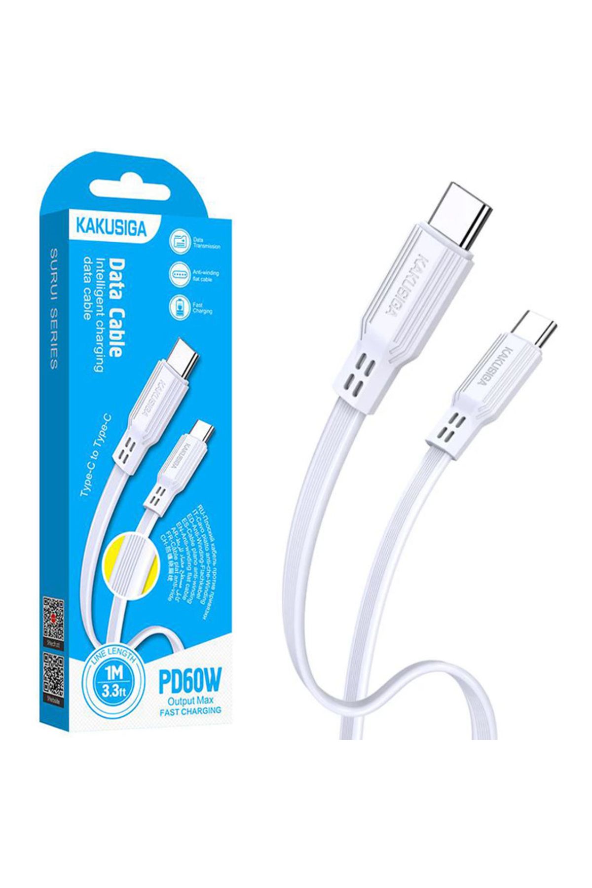 REDz Accessories-Cablu KSC-808, Tip-C la Tip-C, Compatibil cu iPhone 15/16 și Android, Încărcare rapidă 60W, Alb 1