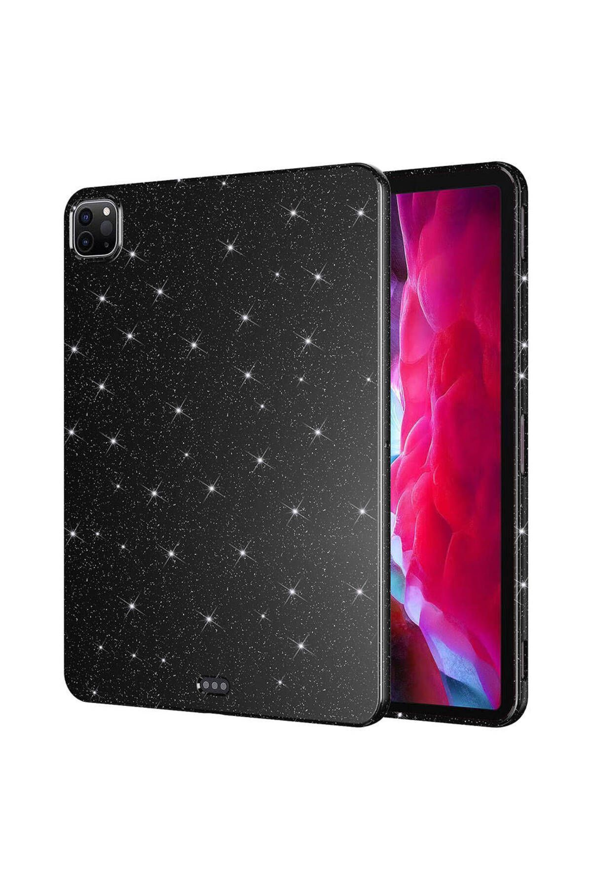 Teknodur iPad Pro 11 2018 Simli Parlak Görünümlü Uyumlu TKDR Tablet Koton Kılıf-Siyah