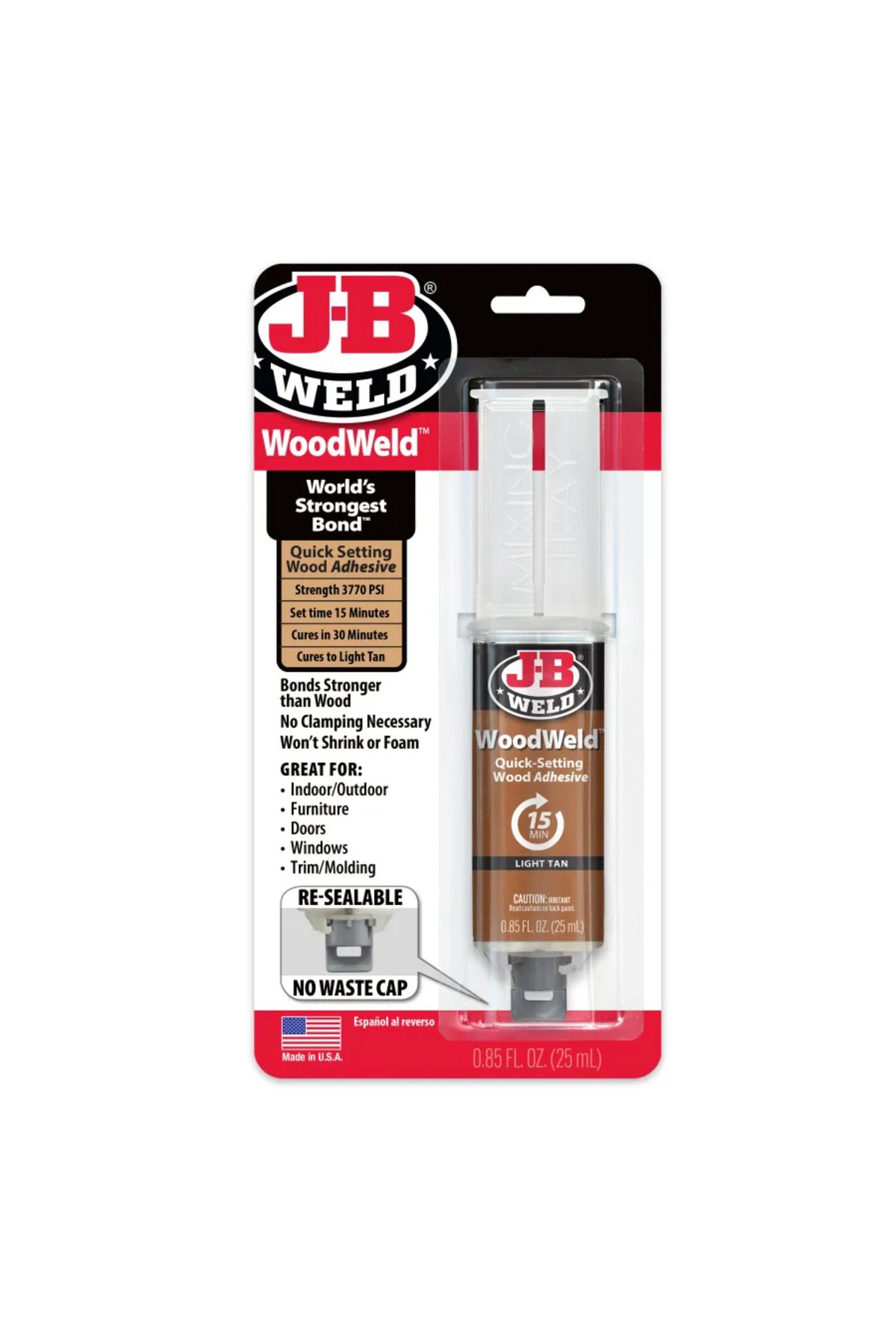 JB Weld JB WoodWeld Şırınga 25ml Ahşap onarıcı ve Ahşap Yapıştırıcı Hızlı Süper Güçlü Yapıştırıcı