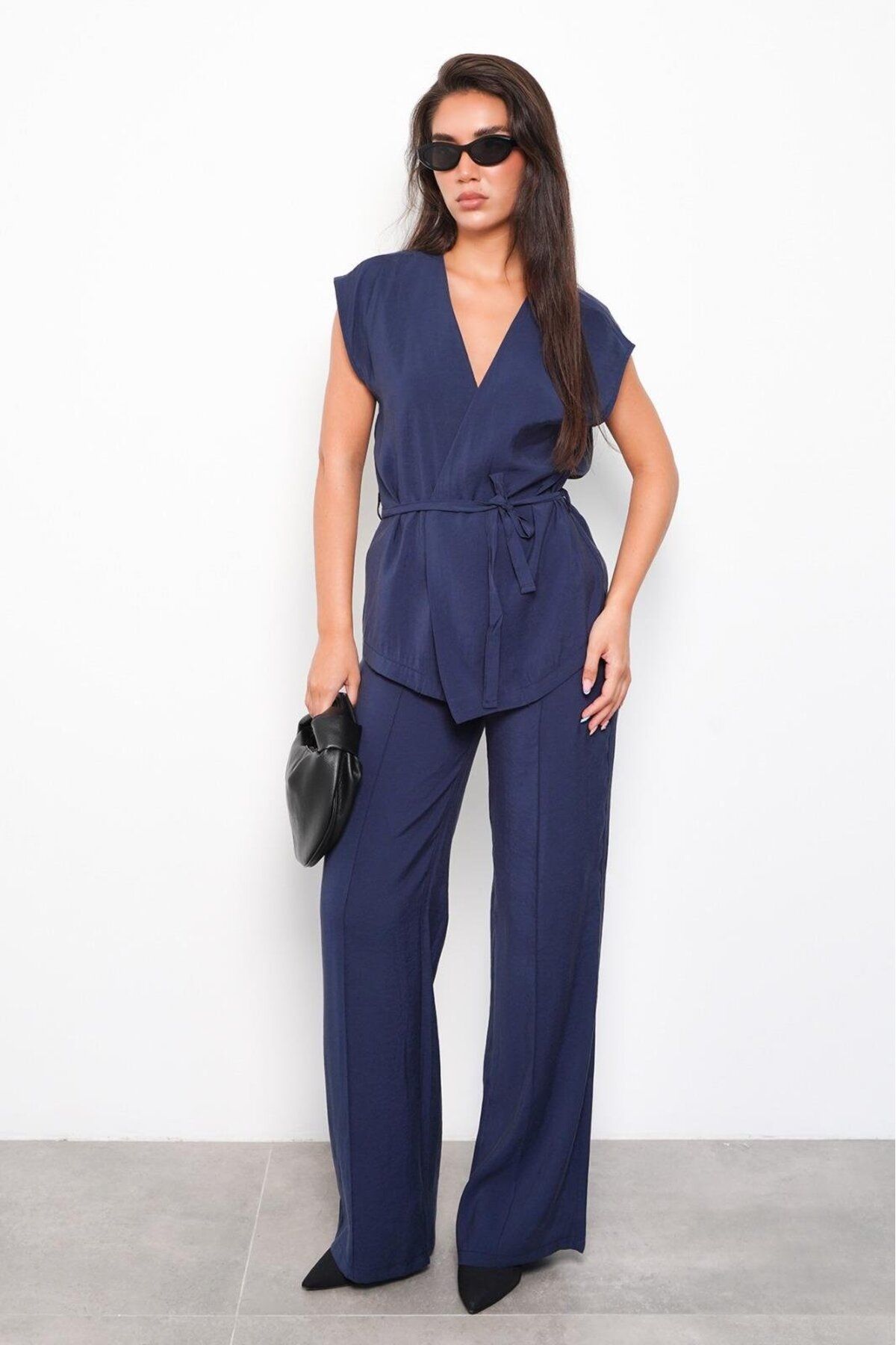 Seeh Lacivert Basic Yelek Pantolon Takım Sh241