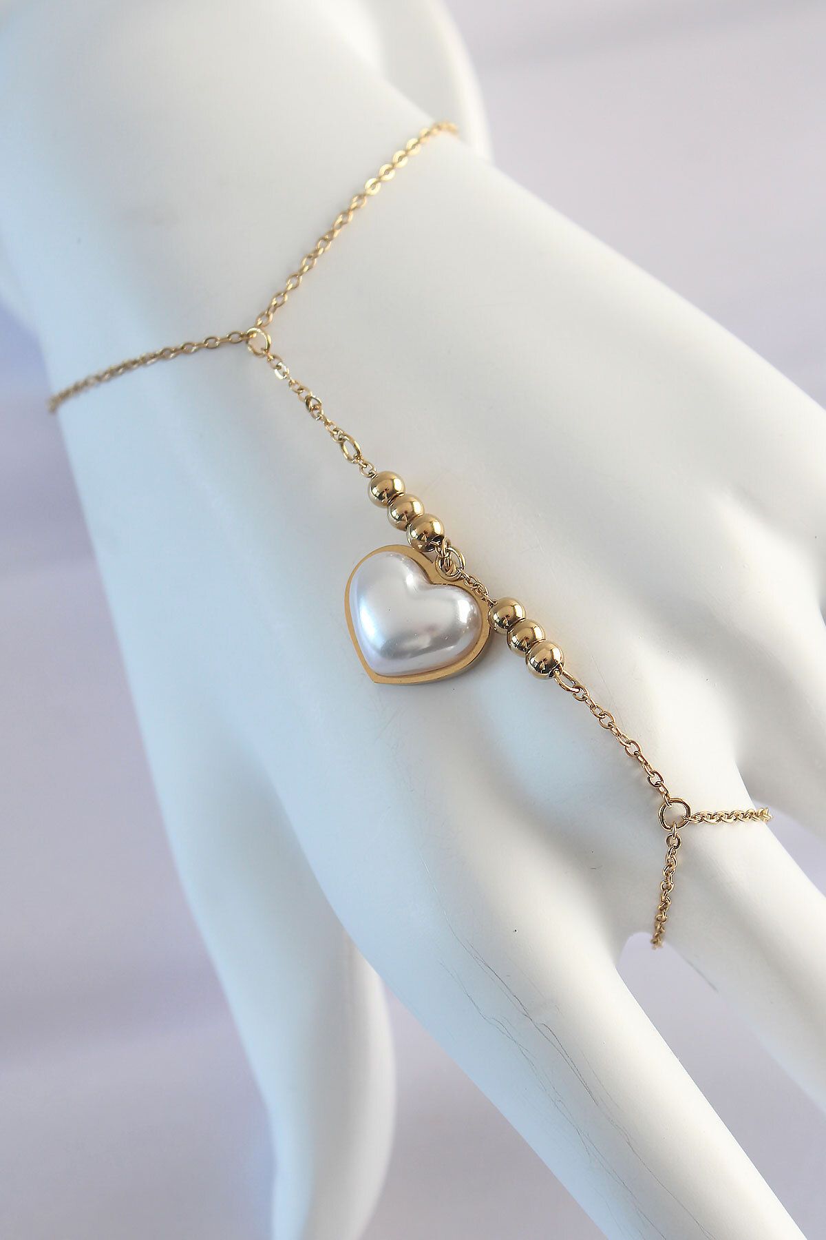 ÖYKÜ VE YİĞİT 316L Çelik Gold Renk Beyaz Bubble Kalp Tasarımlı Şahmeran - TJ-SN576