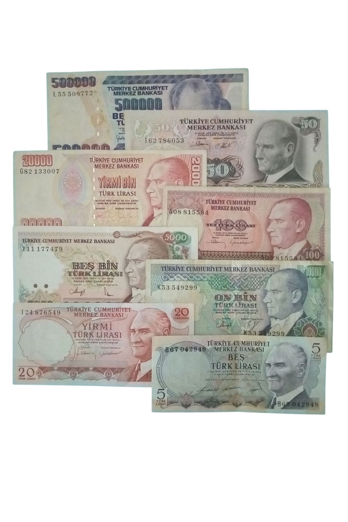 Yediotuz 6. 7. Emisyon 8 Adet Koleksiyon Kağıt Para Eski Para Hobi Hediye Antika Para