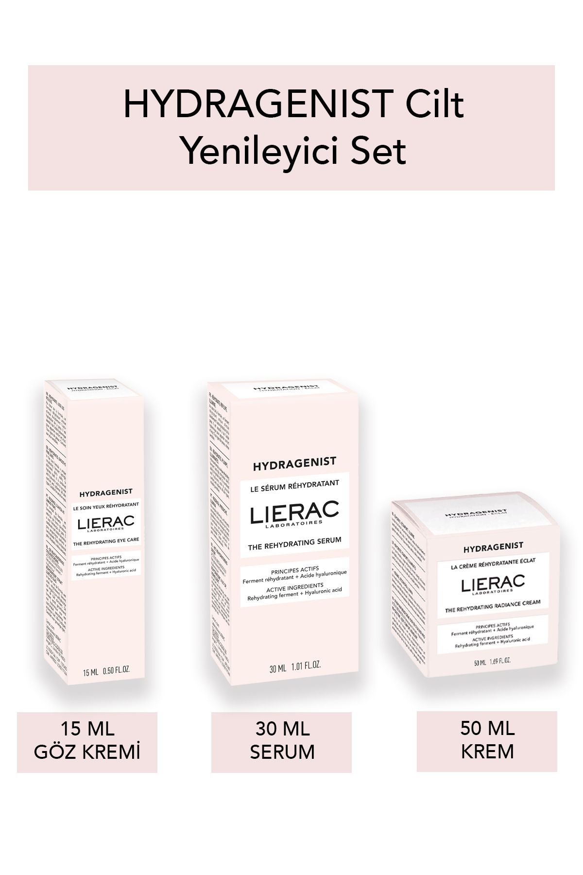 Lierac Hydragenist Cilt Yenileyici Set – Nemlendirici Krem & Serum & Göz Kremi