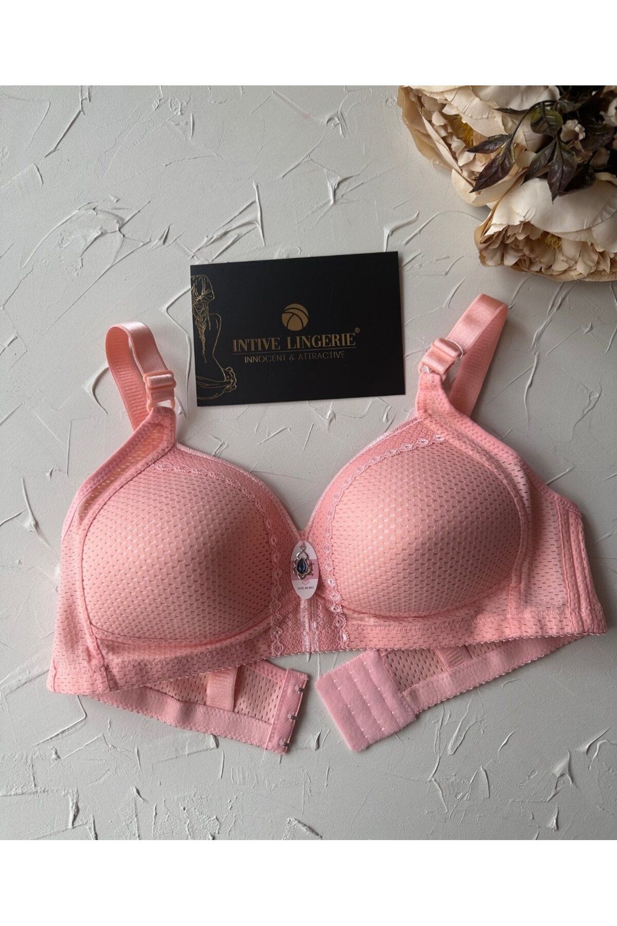 İntive Lingerie Maria Balensiz Delikli Nefes Alan Aksesuarlı Yandan Destekli Kalın Askılı C Cup Toparlayıcı Sütyen