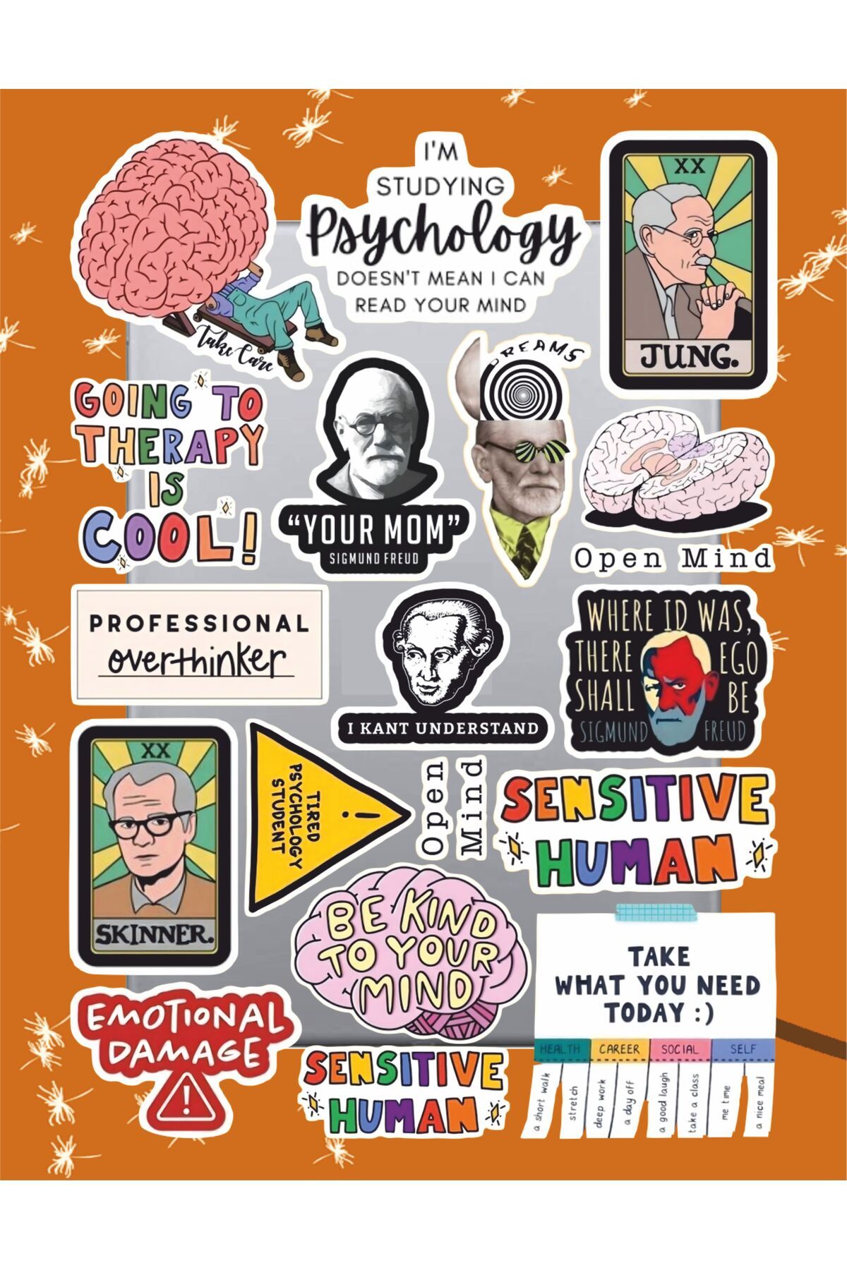 hediyenebak Psikoloji Temalı Sticker Seti | Laptop Ajanda Notebook Tablet Telefon Defter Etiket Bullet Journal