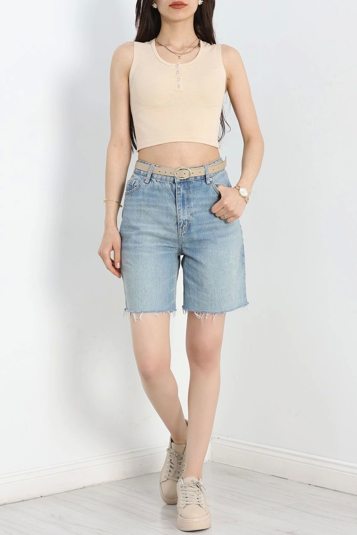 OurStyles Çıtçıtlı Sıfır Kol Body Bej - 40782.1723.