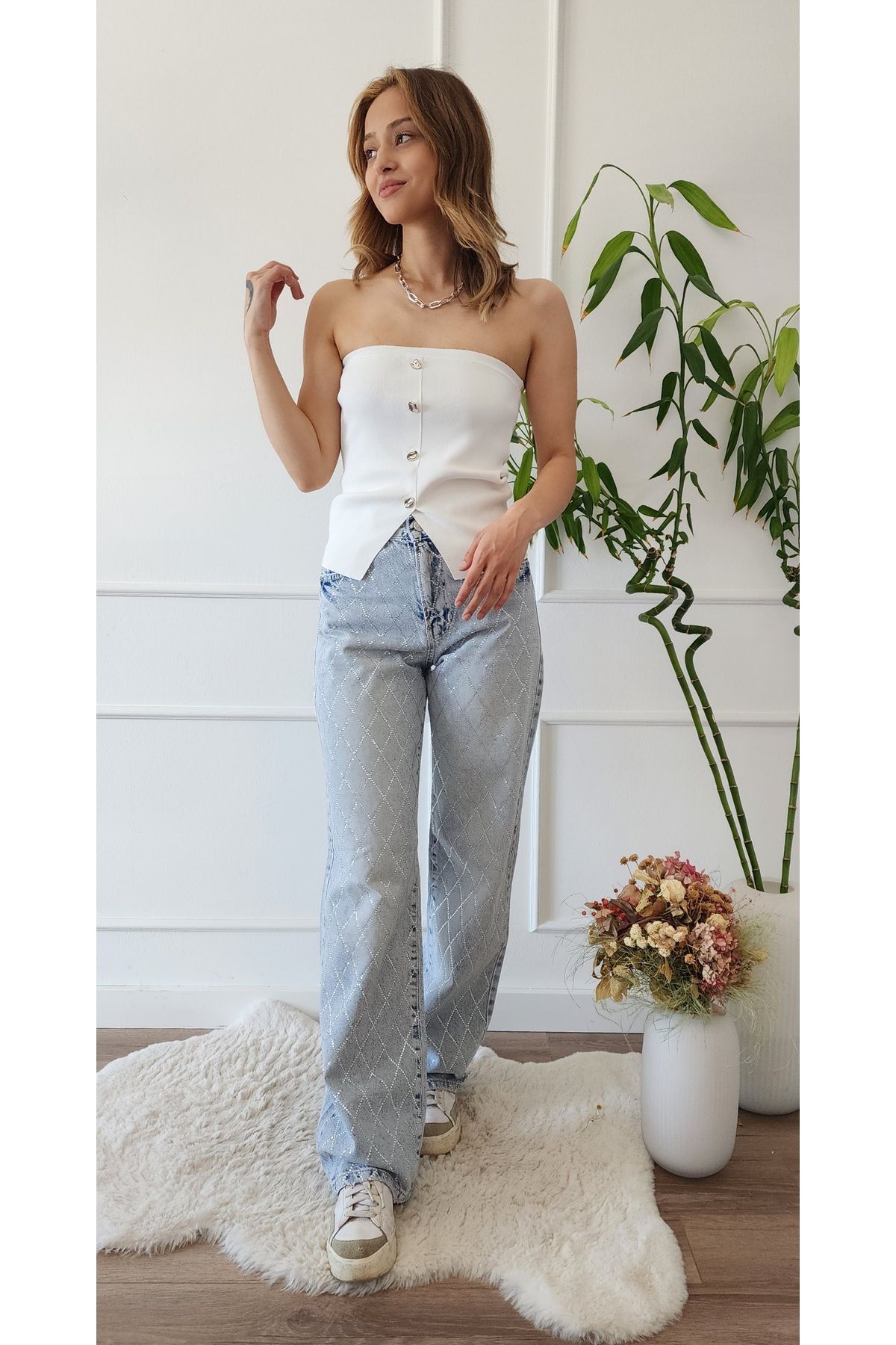 My Boutique It's Basic Taşlı Loose Fit Jean