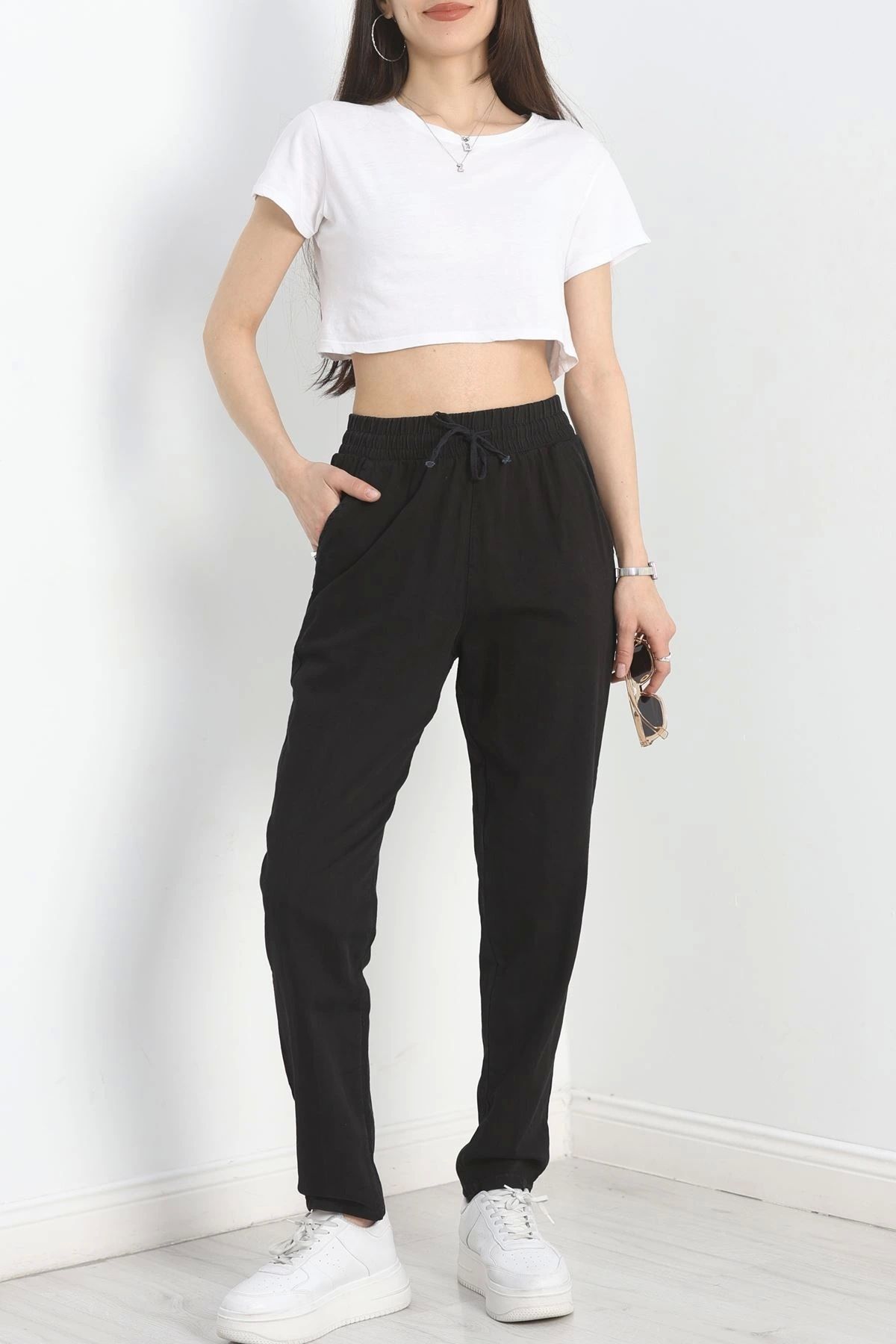 OurStyles Bel Lastikli Pantolon Siyah - 40744.1431.