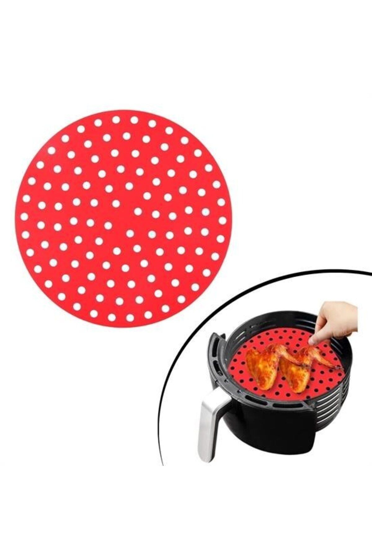 Modafiks Renkli Isıya Dayanıklı Yıkanılabilir Silikon Fırın Ve Airfryer Yuvarlak Pişirme Matı 20 Cm (4767)