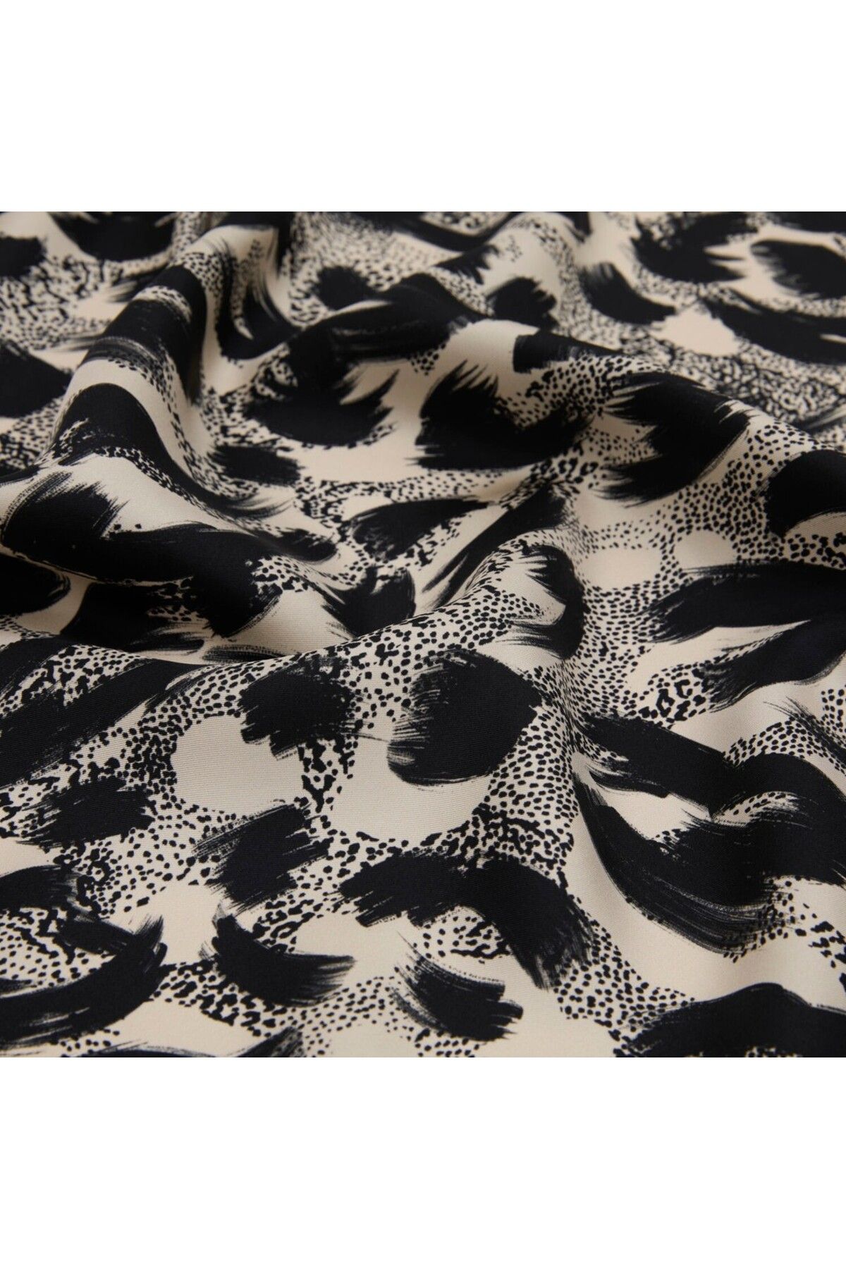SÜFF Krem Leopar Desenli Twill İpek Eşarp