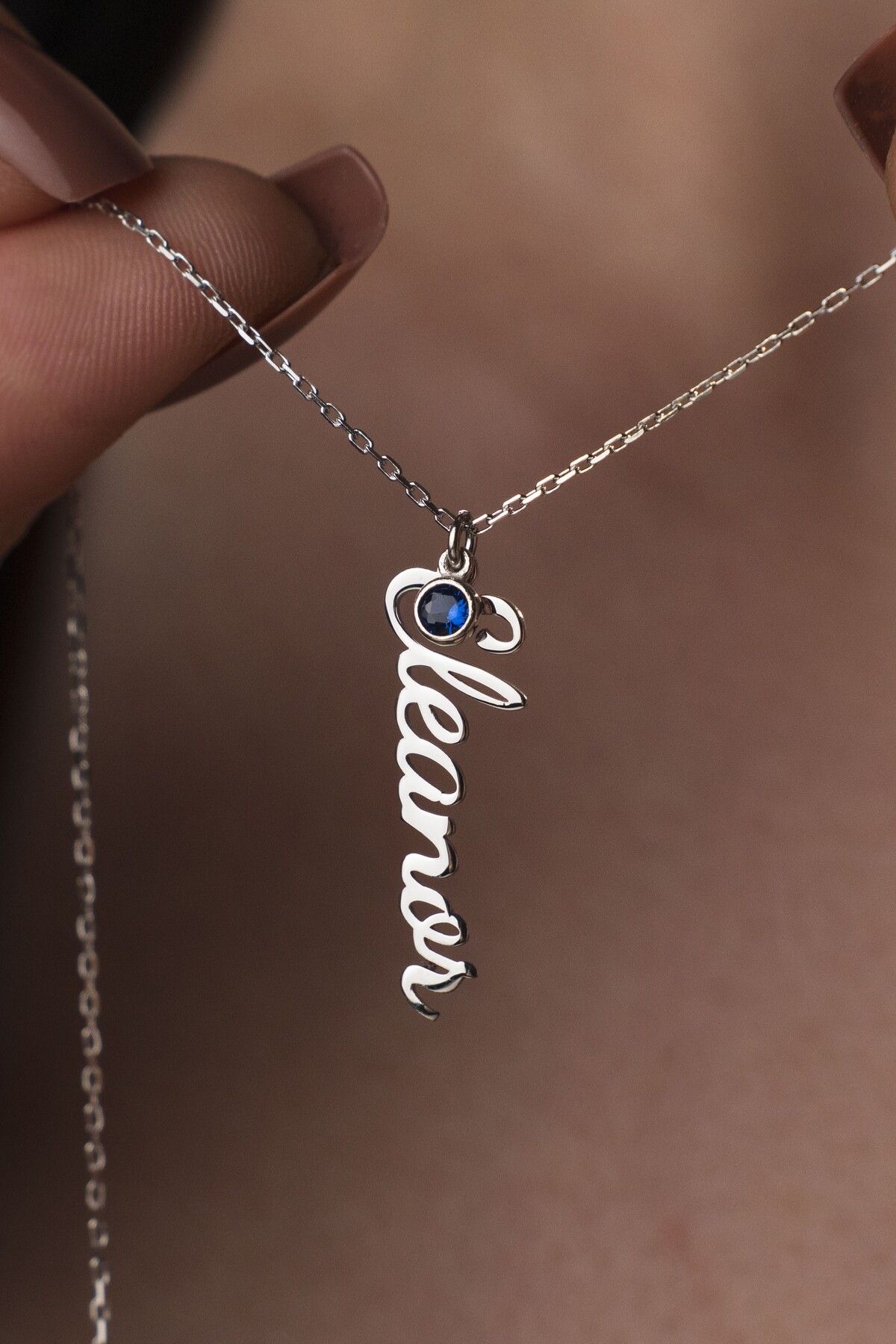 TigerxlJewellery 925 Ayar Gümüş Taşlı Kişiye Özel İsimli Kolye